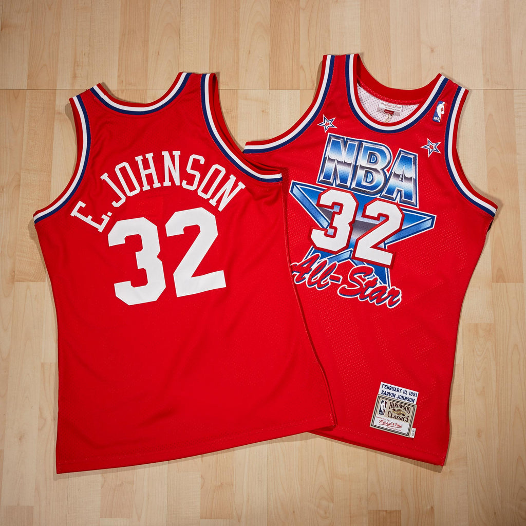 Magic Johnson Los Angeles Lakers 1991 All-Star West Authentic Jersey - Scarlett - Mens