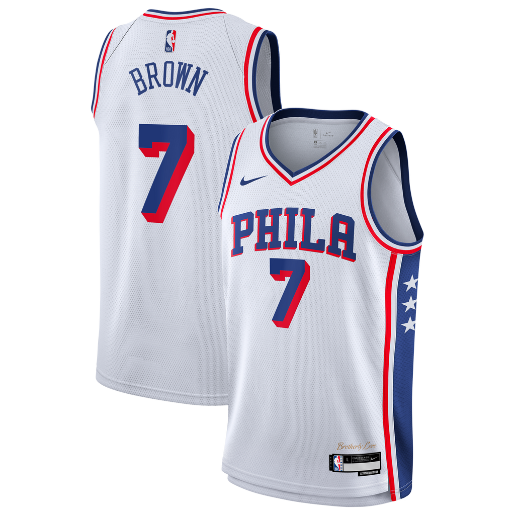 Jaylen Brown Philadelphia 76ers Association Edition Swingman Jersey - White - Youth