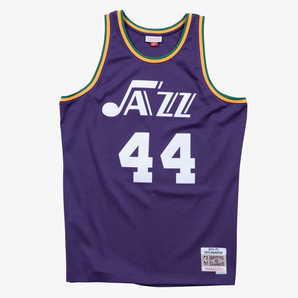 Pete Maravich New Orleans Jazz 1974 Authentic Swingman Road Jersey - Purple