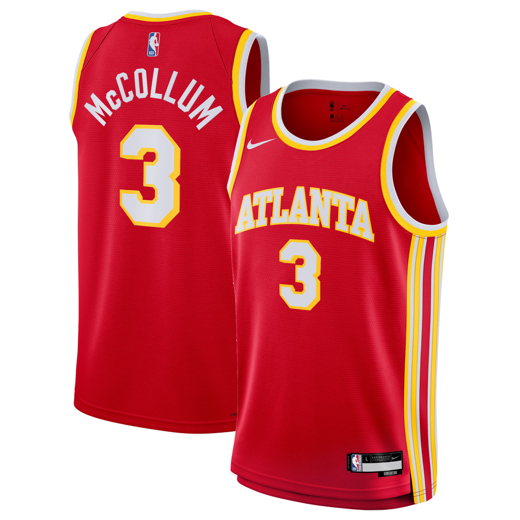 CJ McCollum Atlanta Hawks Icon Edition Swingman Jersey - Red - Youth