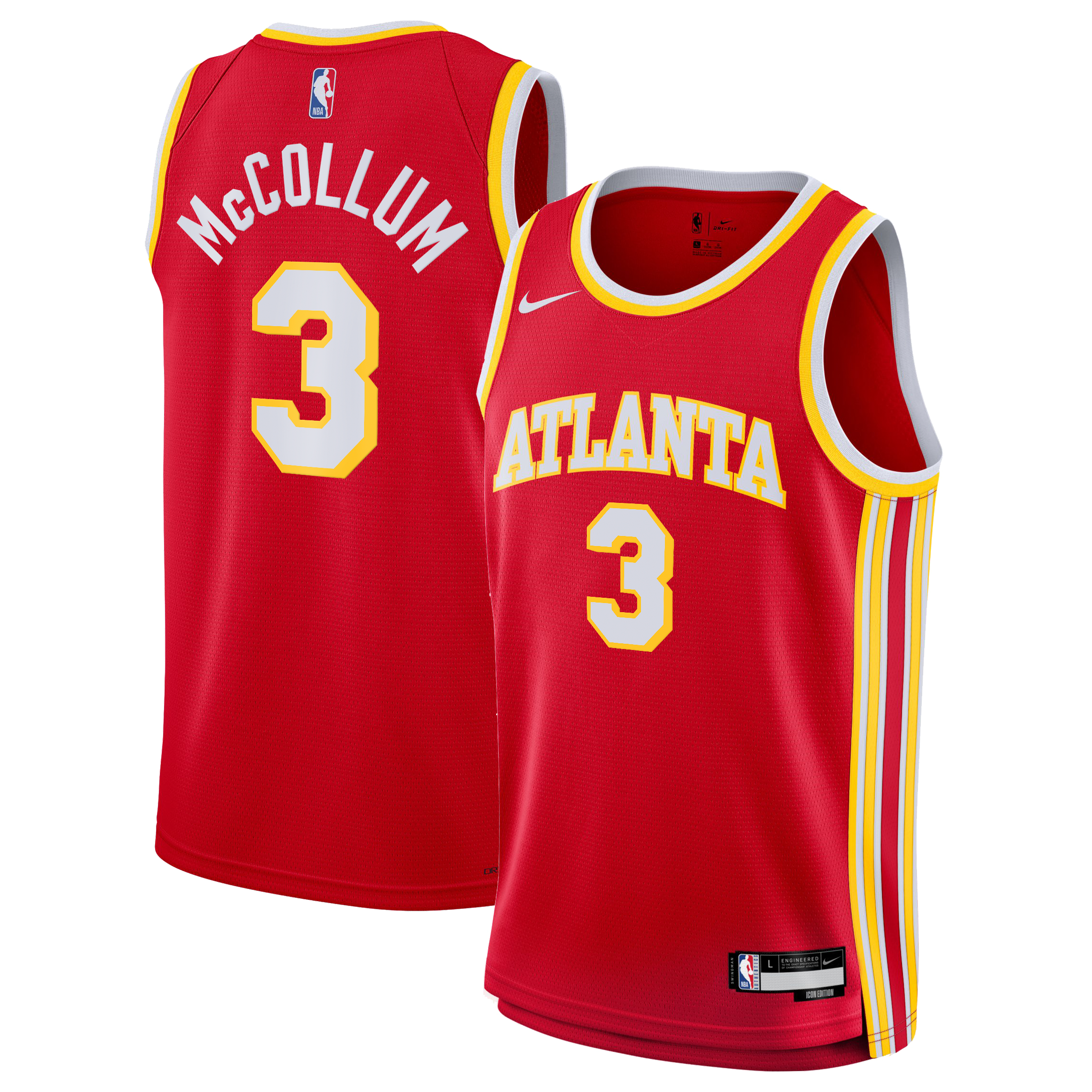 CJ McCollum Atlanta Hawks Icon Edition Swingman Jersey - Red - Youth