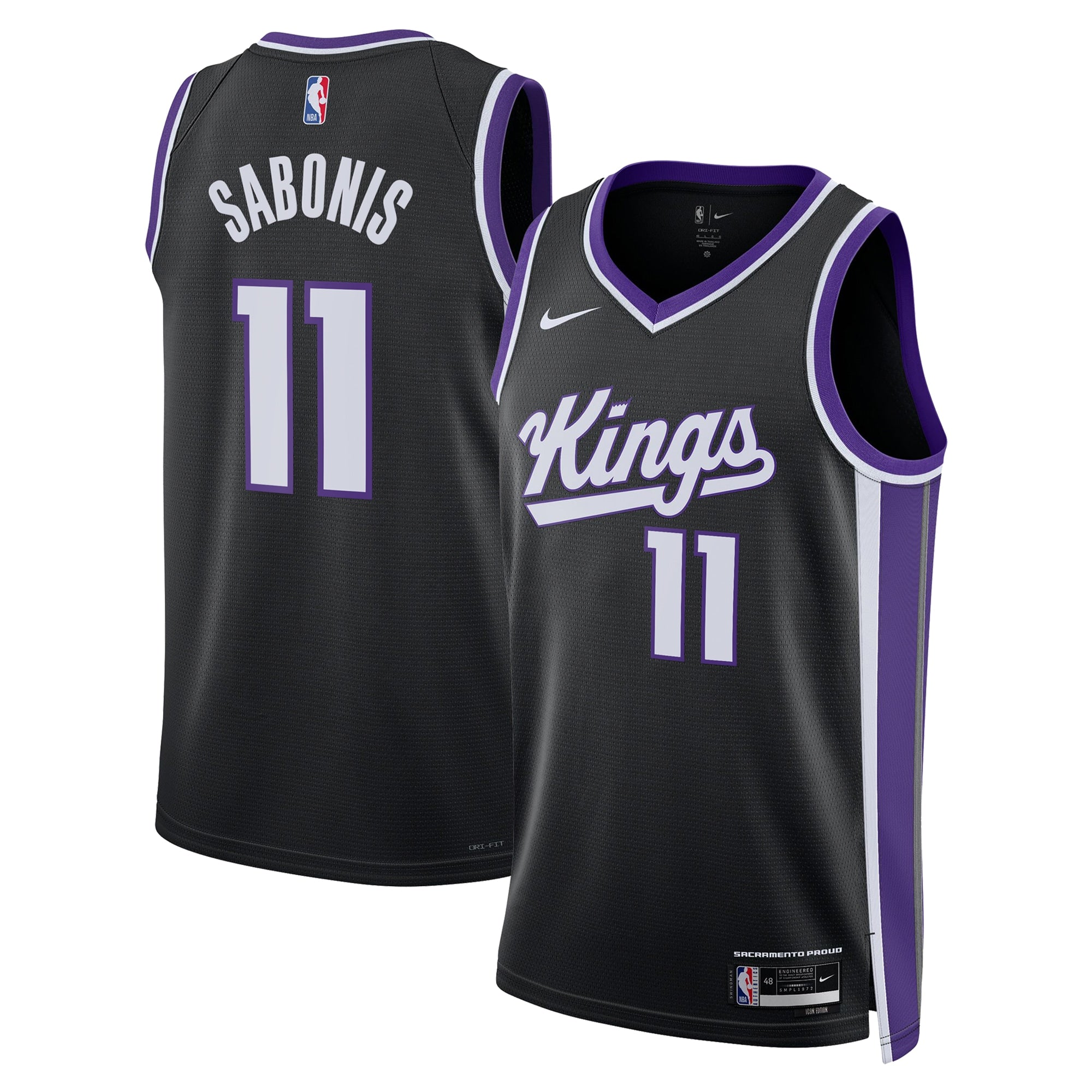 Domantas Sabonis Sacramento Kings Icon Edition Swingman Jersey - Black - Unisex