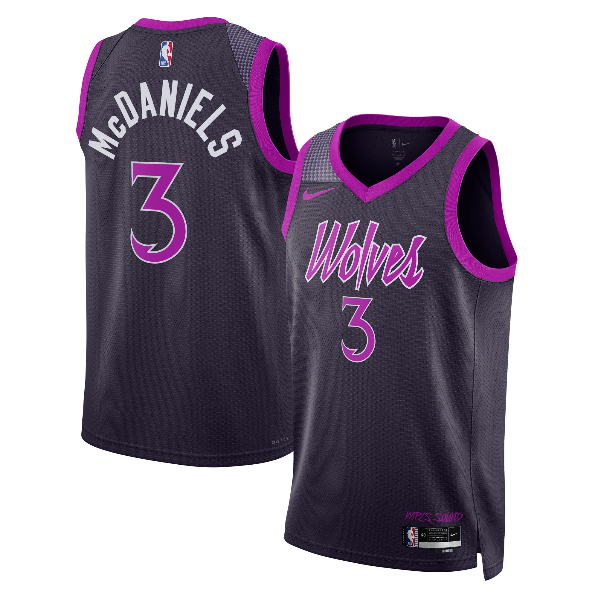Jaden McDaniels Minnesota Timberwolves 2025/26 City Edition Swingman Jersey - Black - Unisex