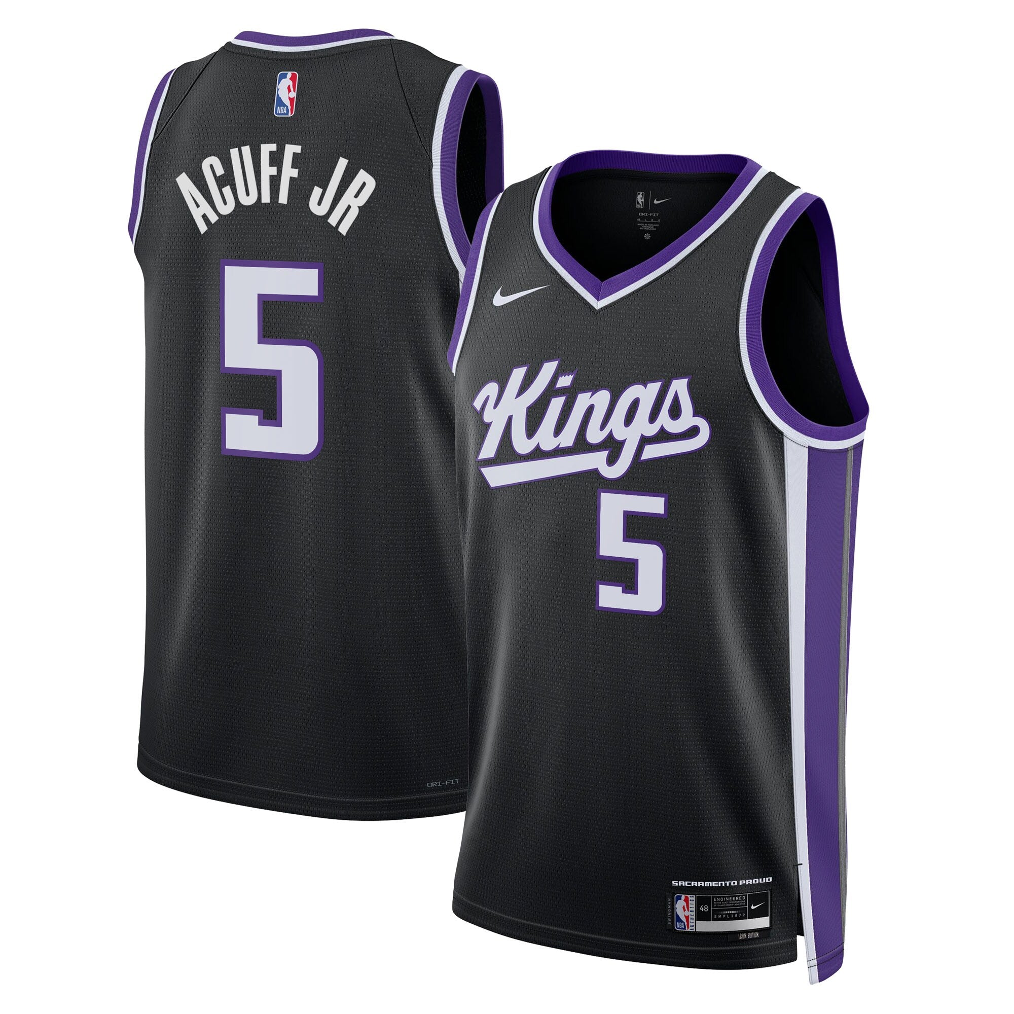 Darius Acuff Jr. Sacramento Kings Swingman Icon Jersey - Black - Unisex