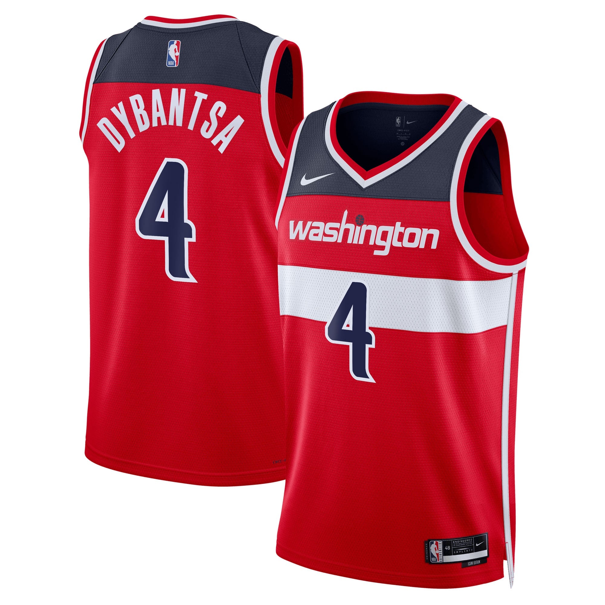 AJ Dybantsa Washington Wizards Swingman Icon Jersey - Red - Unisex