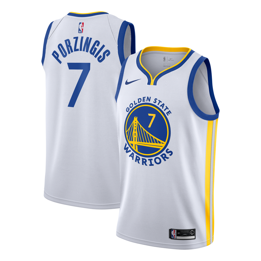Kristaps Porziņģis Golden State Warriors Association Edition Swingman Jersey - White - Youth