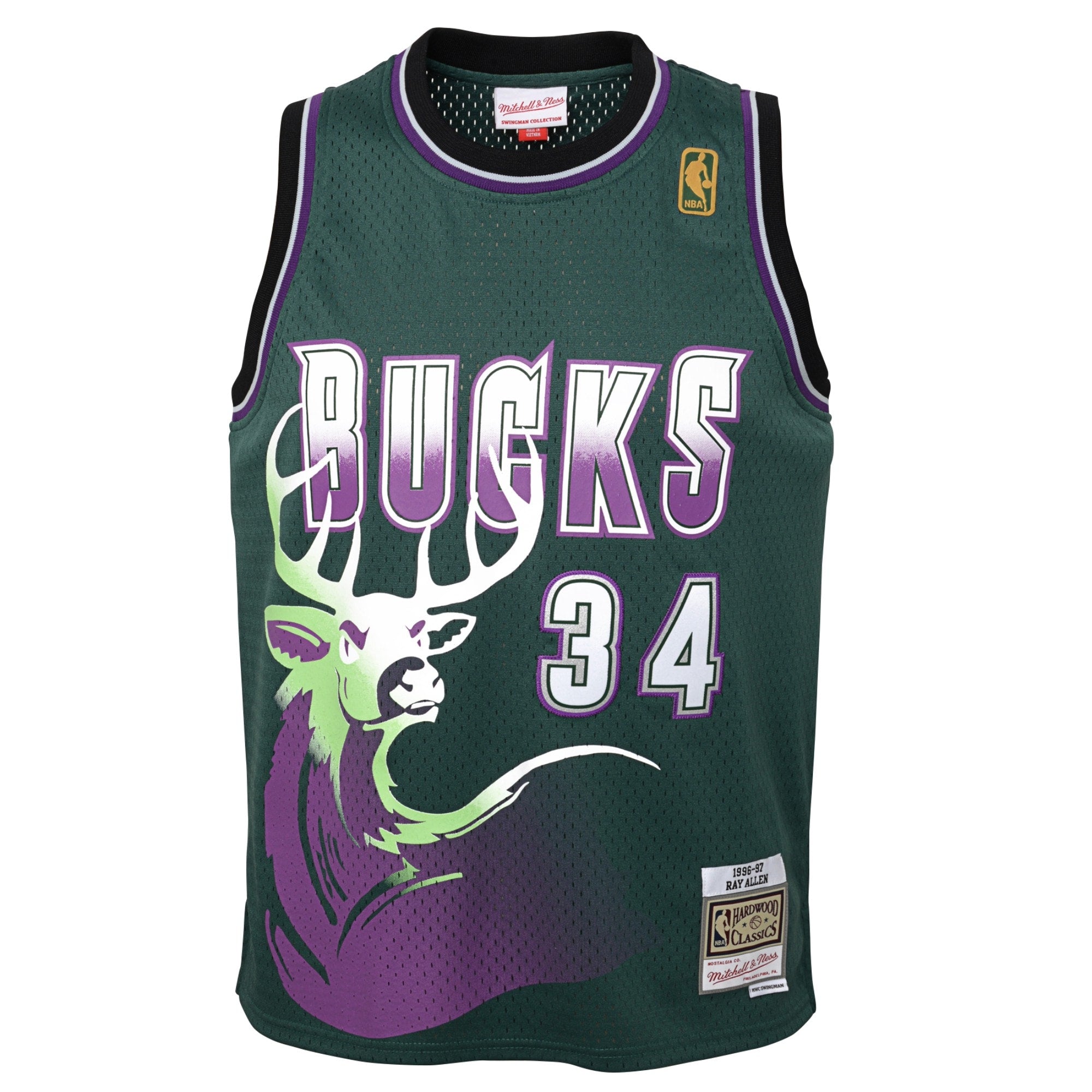 Ray Allen Milwaukee Bucks 1996-97 Hardwood Classics Swingman Jersey - Fir - Youth