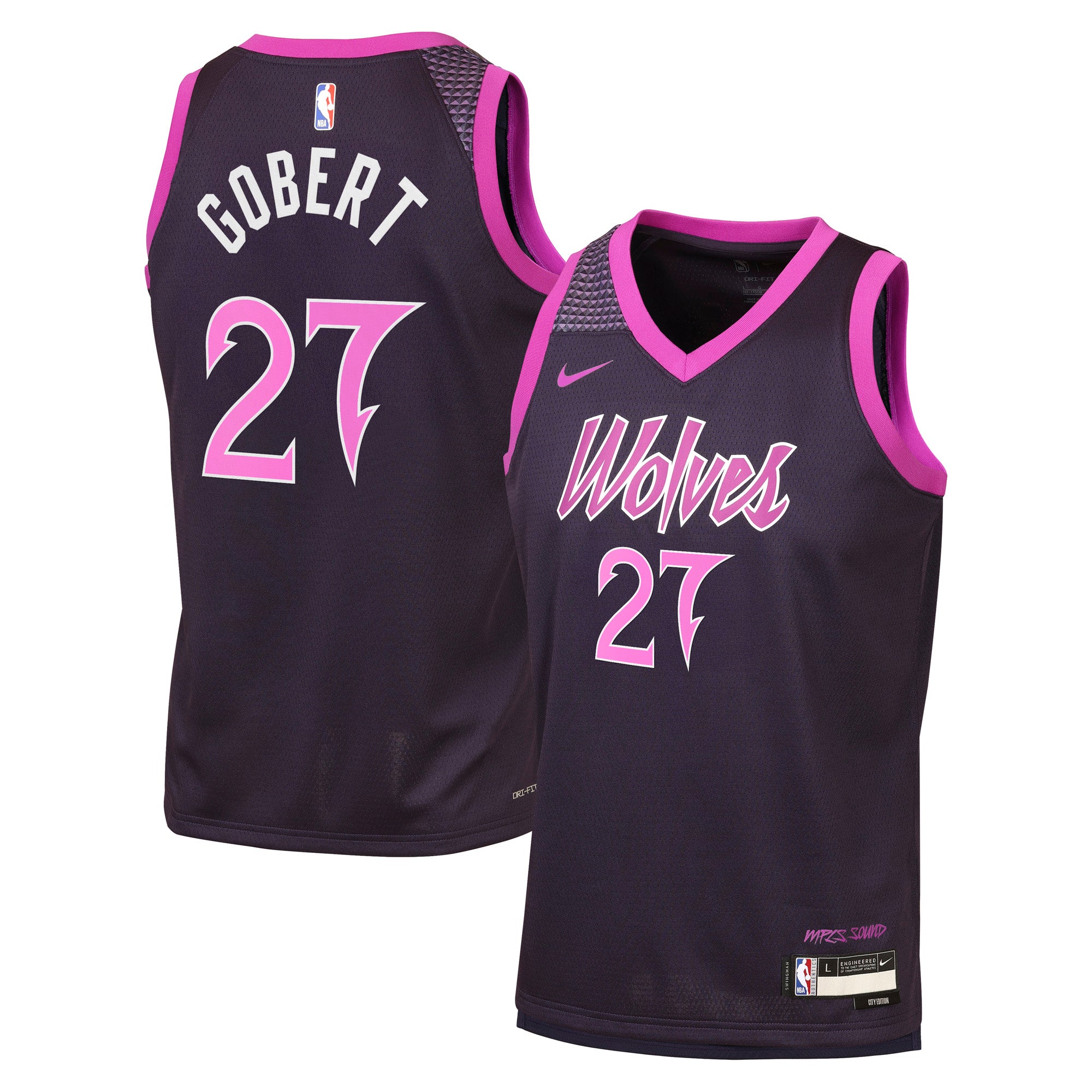 Rudy Gobert Minnesota Timberwolves 2025/26 City Edition Swingman Jersey - Black - Youth