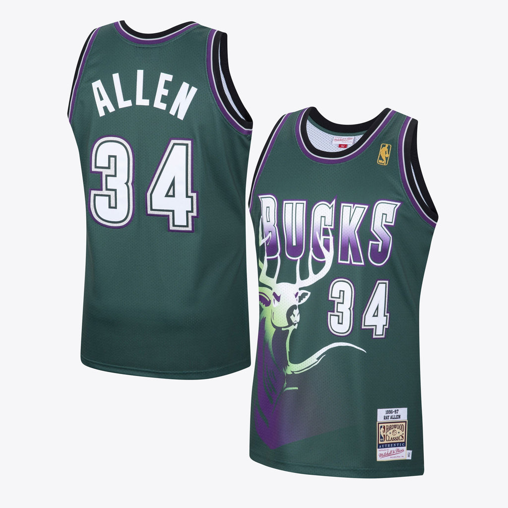 Ray Allen Milwaukee Bucks 1996 Hardwood Classics Alternate Swingman Jersey - Dark Green - Mens