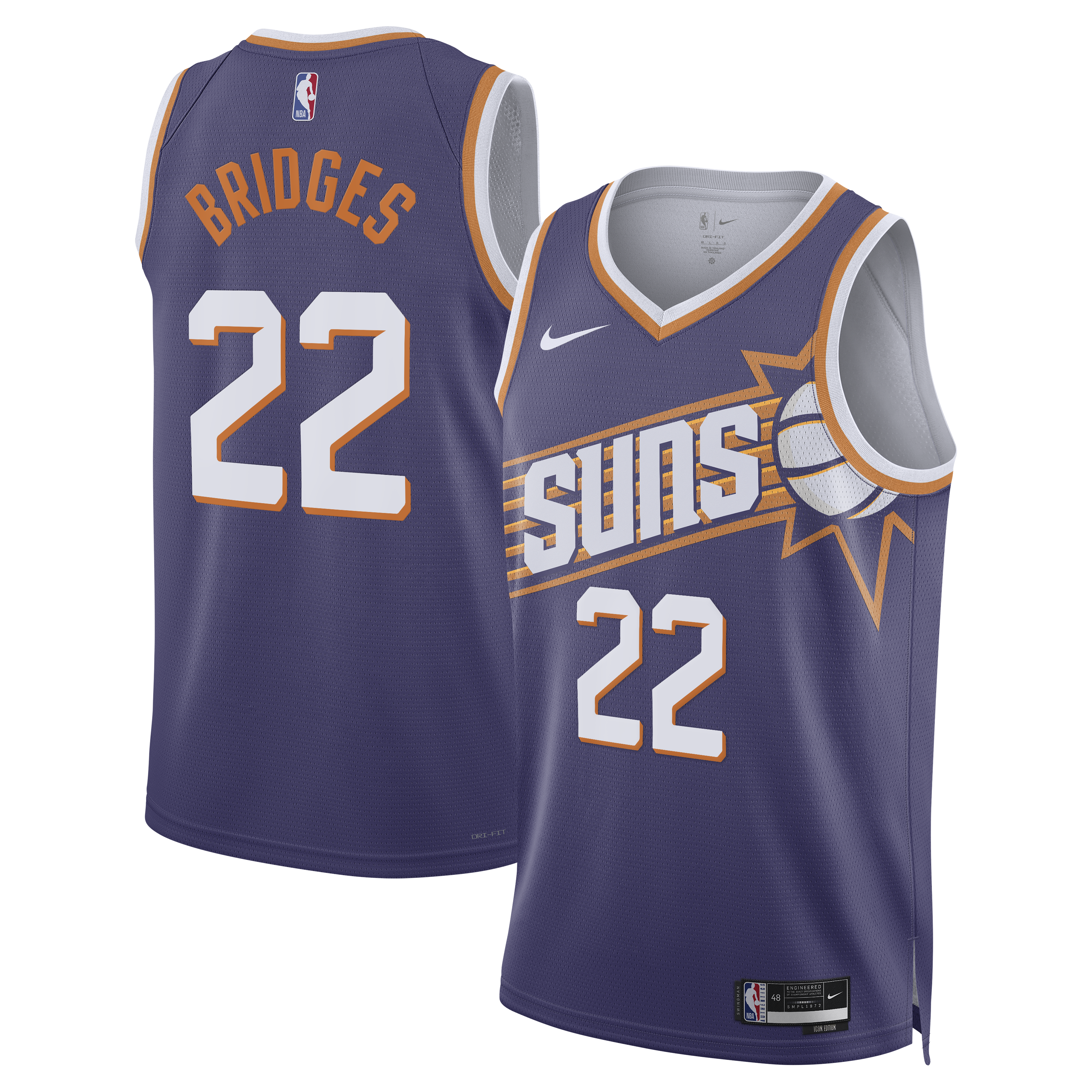 Miles Bridges Phoenix Suns Icon Edition Swingman Jersey - Purple - Unisex