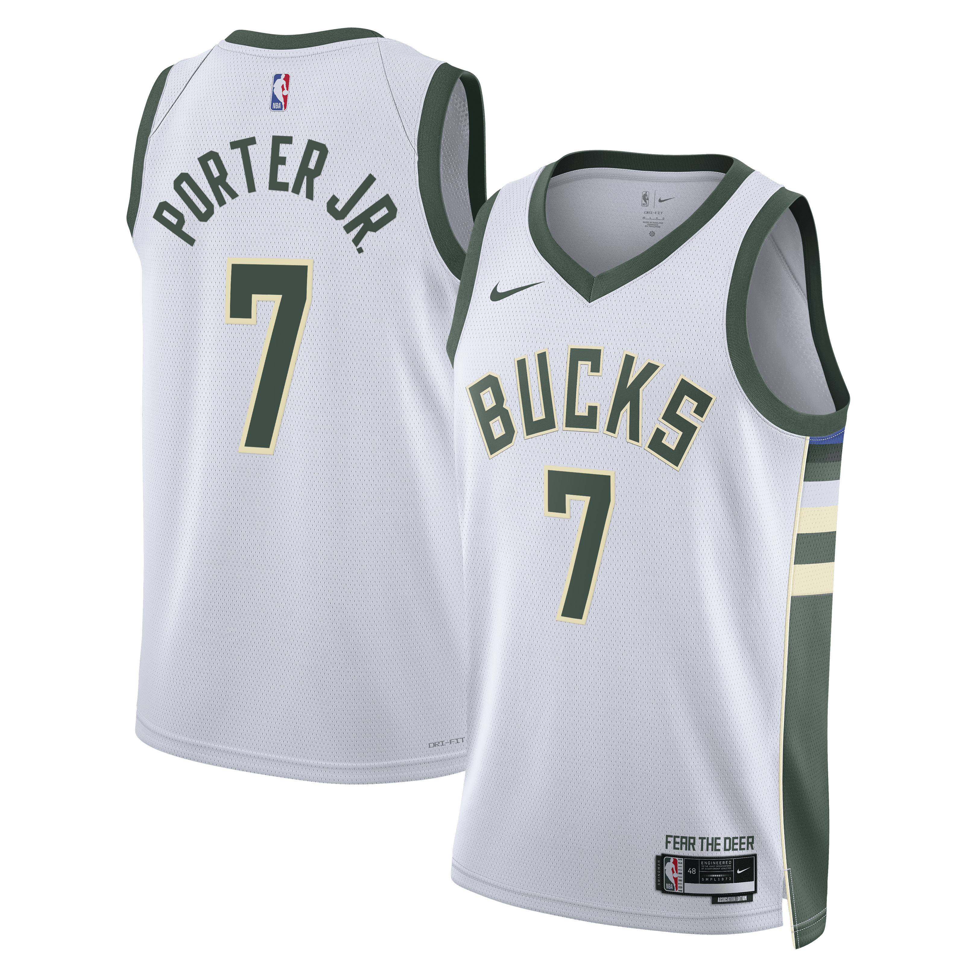 Kevin Porter Jr. Milwaukee Bucks Association Edition Swingman Jersey - White - Unisex