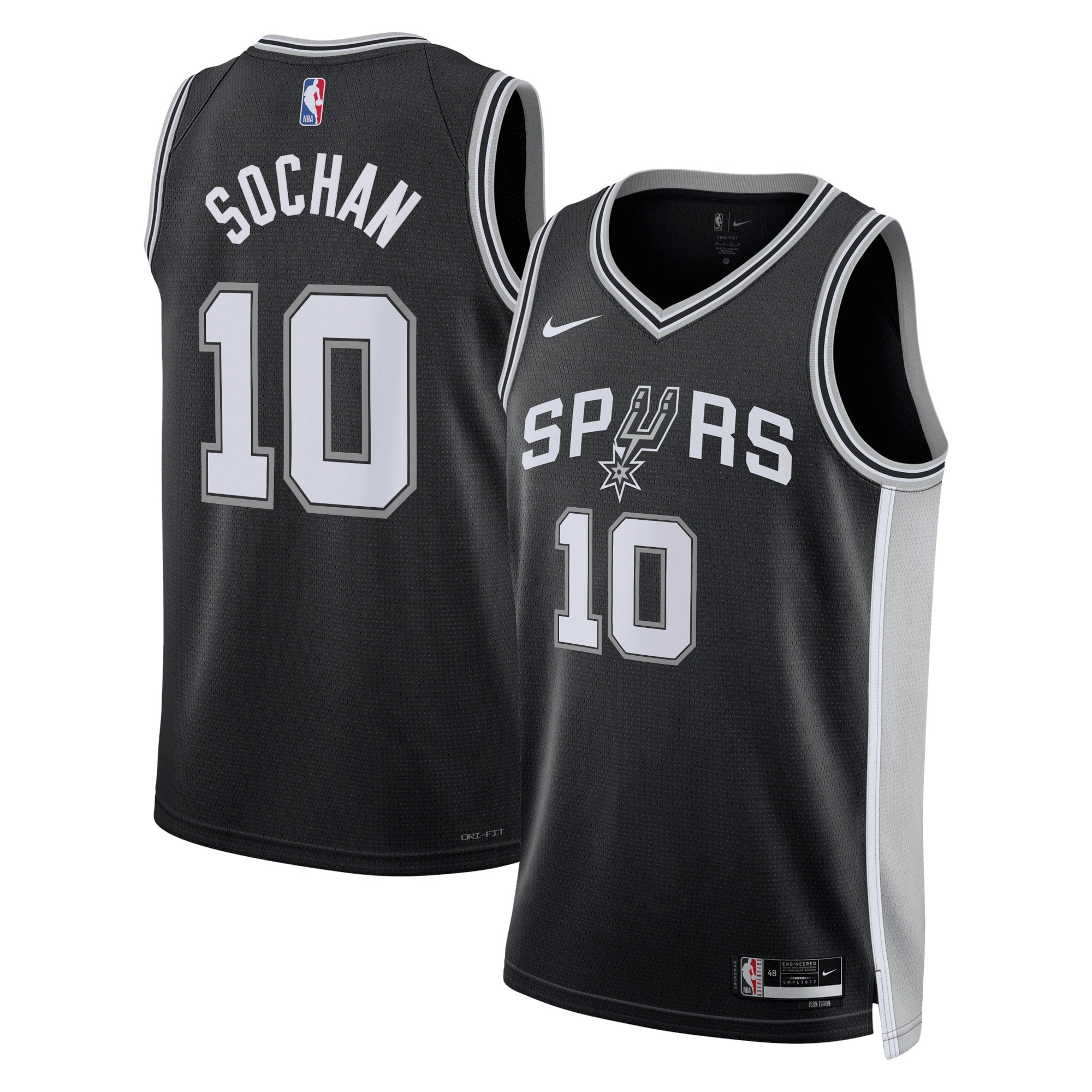 Jeremy Sochan San Antonio Spurs Icon Edition Swingman Jersey - Black - Unisex