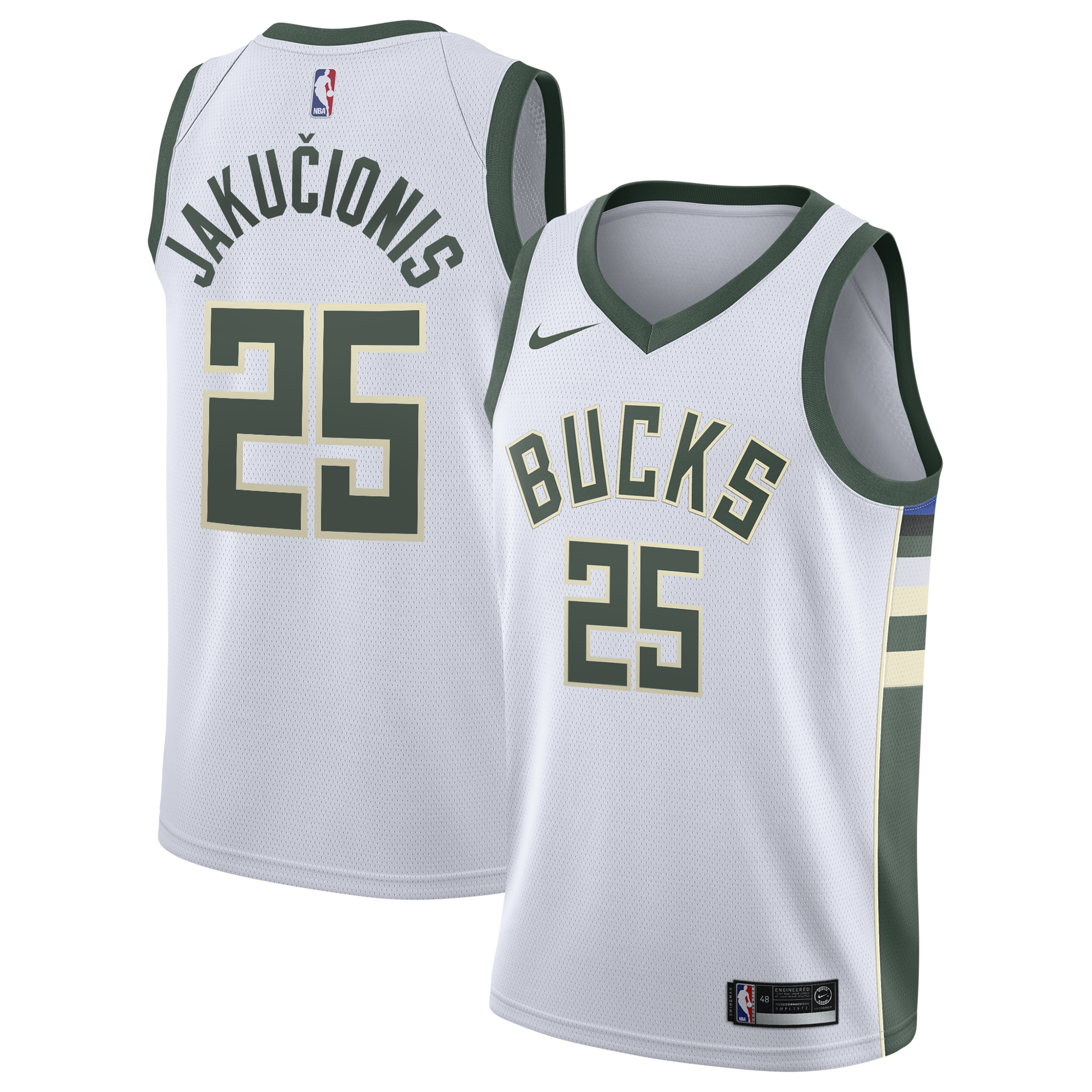 Kasparas Jakučionis Milwaukee Bucks Association Edition Swingman Jersey - White - Youth