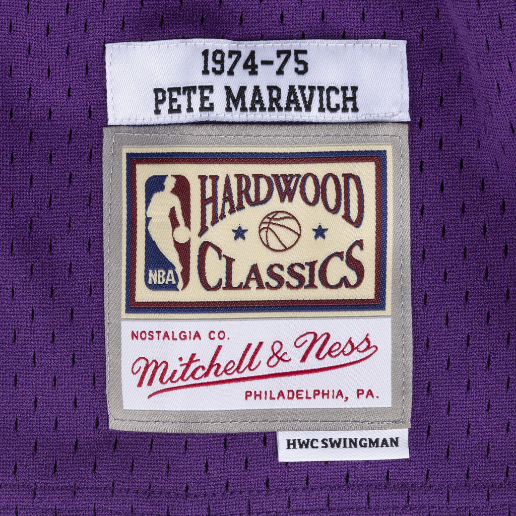 Pete Maravich New Orleans Jazz 1974 Authentic Swingman Road Jersey - Purple