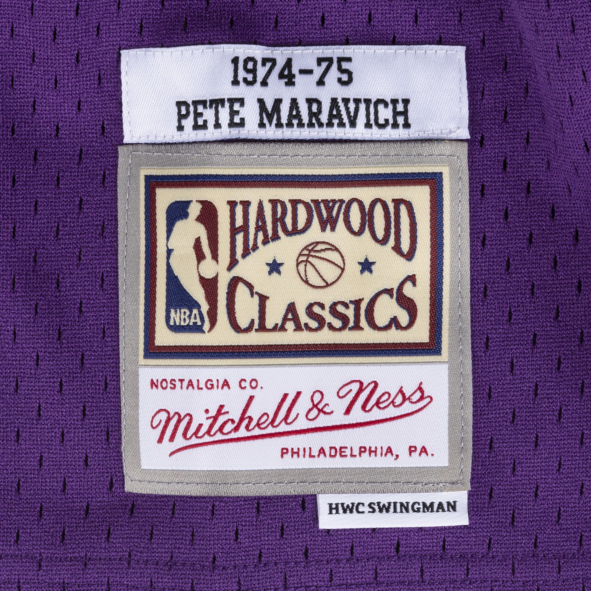 Pete Maravich New Orleans Jazz 1974 Authentic Swingman Road Jersey - Purple