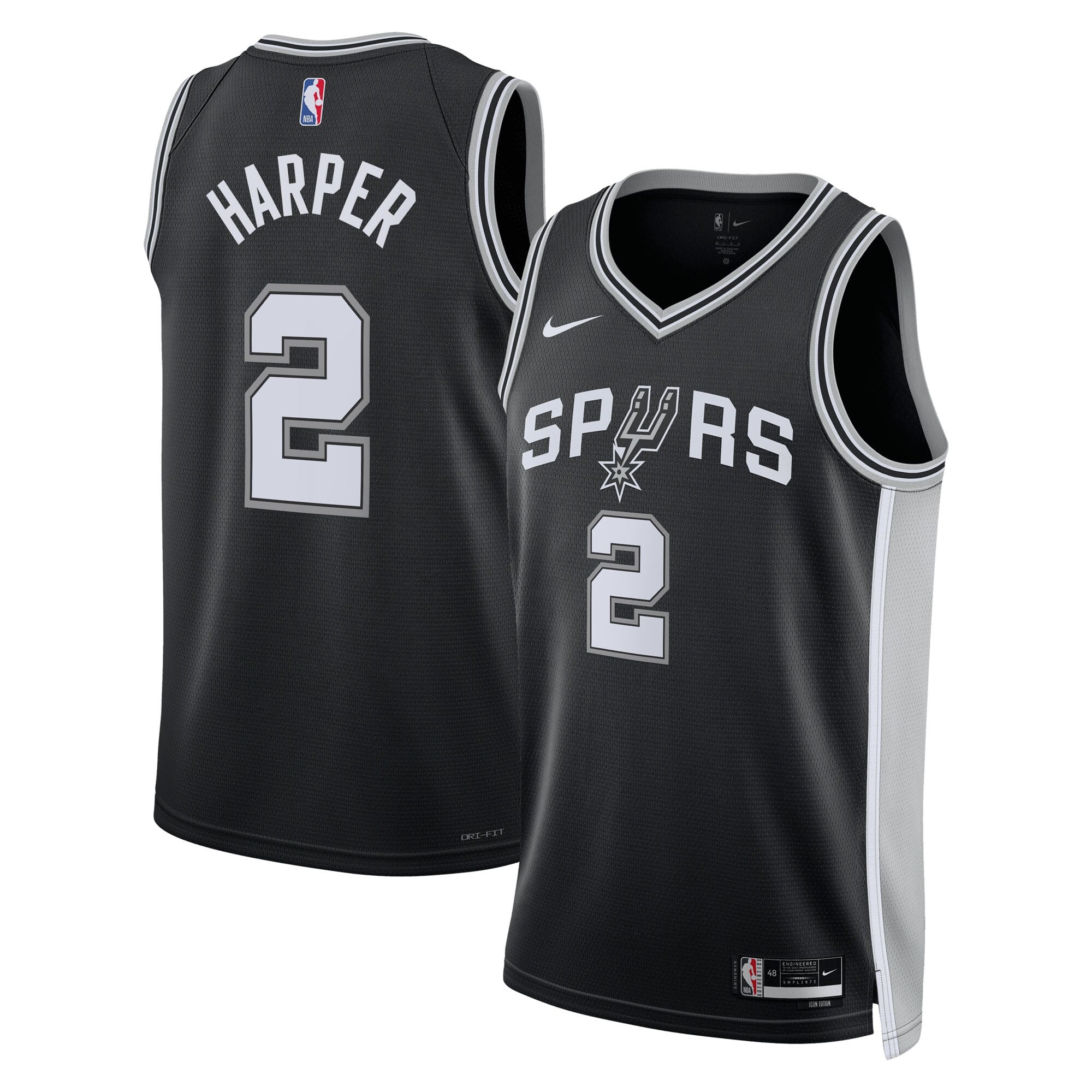 Dylan Harper San Antonio Spurs 2025 Icon Edition Swingman Jersey - Black - Unisex