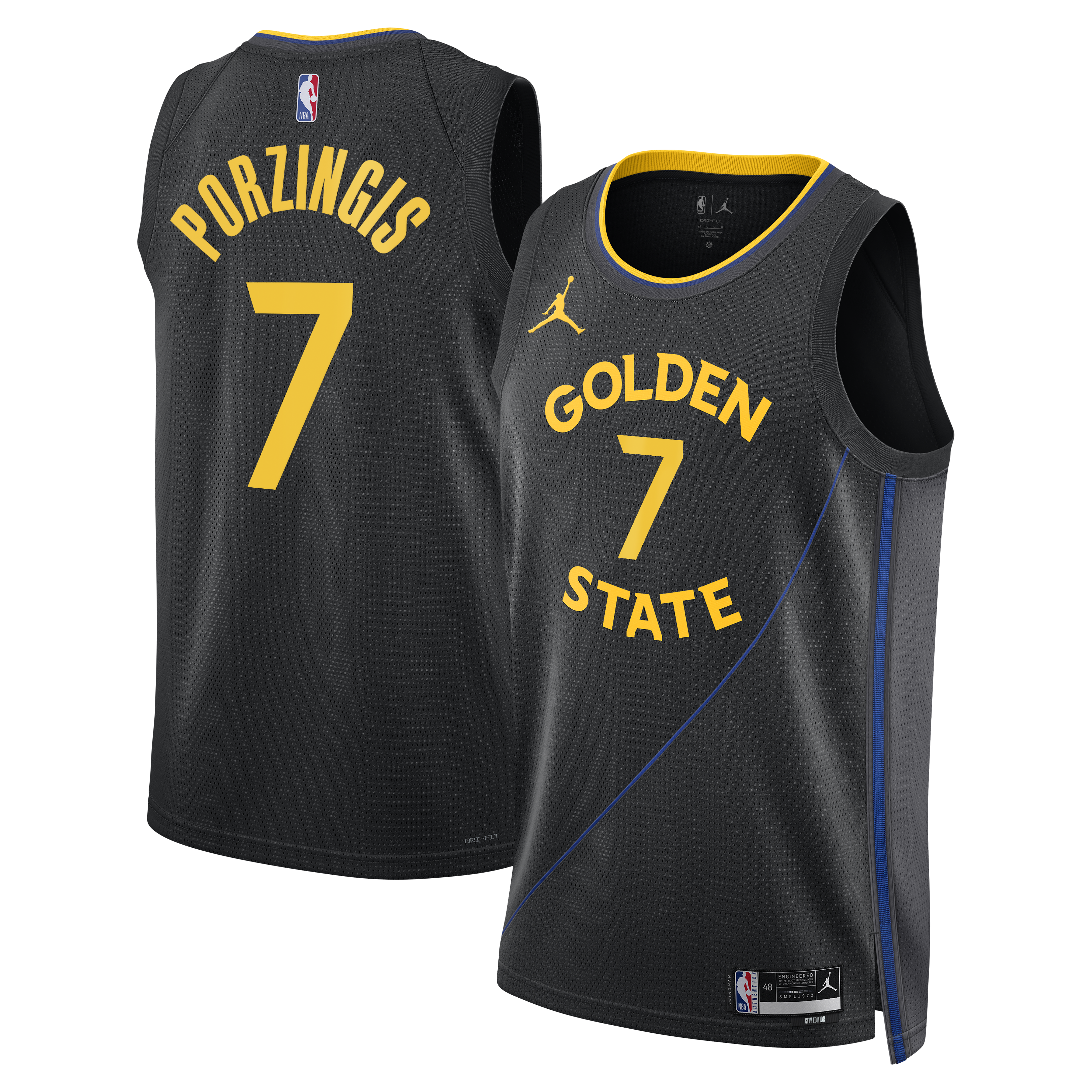 Kristaps Porziņģis Golden State Warriors 2024/25 Statement Edition Swingman Jersey - Black - Unisex