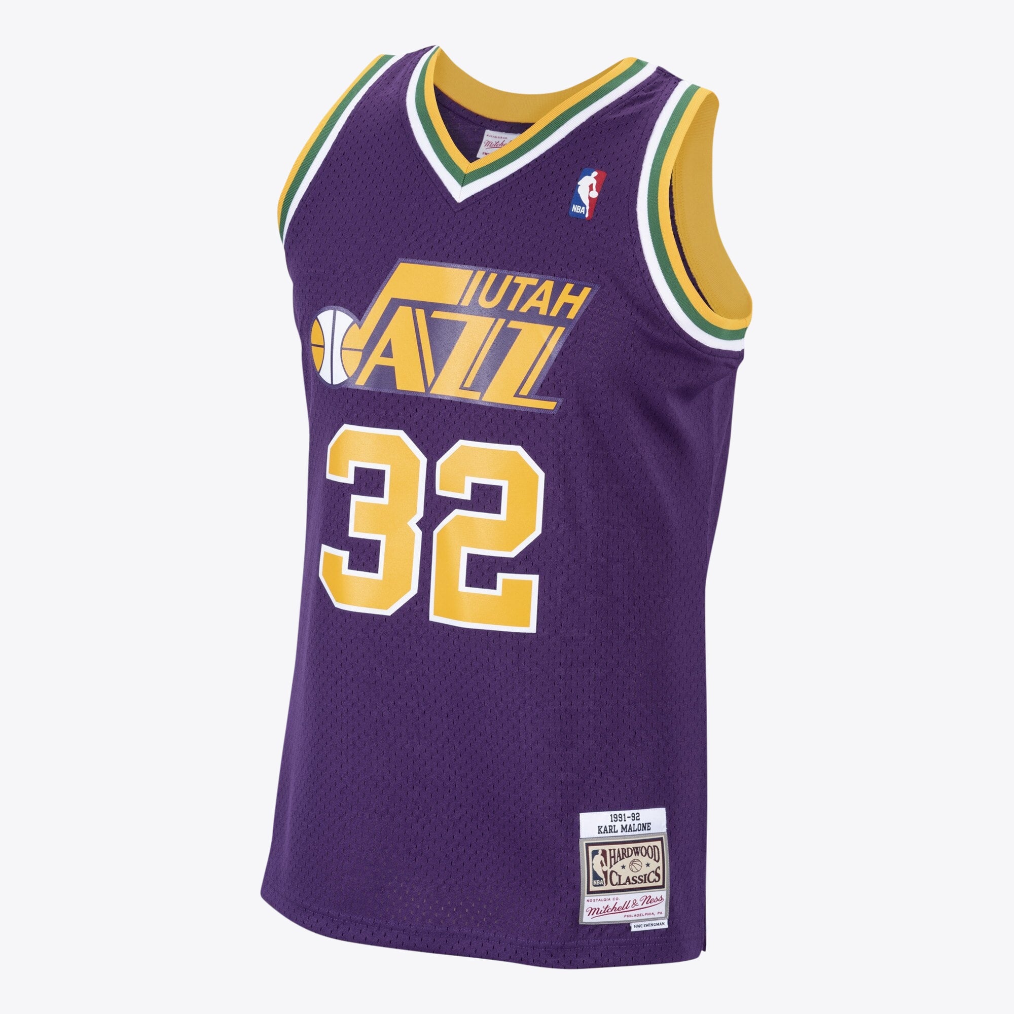 Karl Malone Utah Jazz 1991 Hardwood Classics Swingman Road Jersey - Purple - Mens