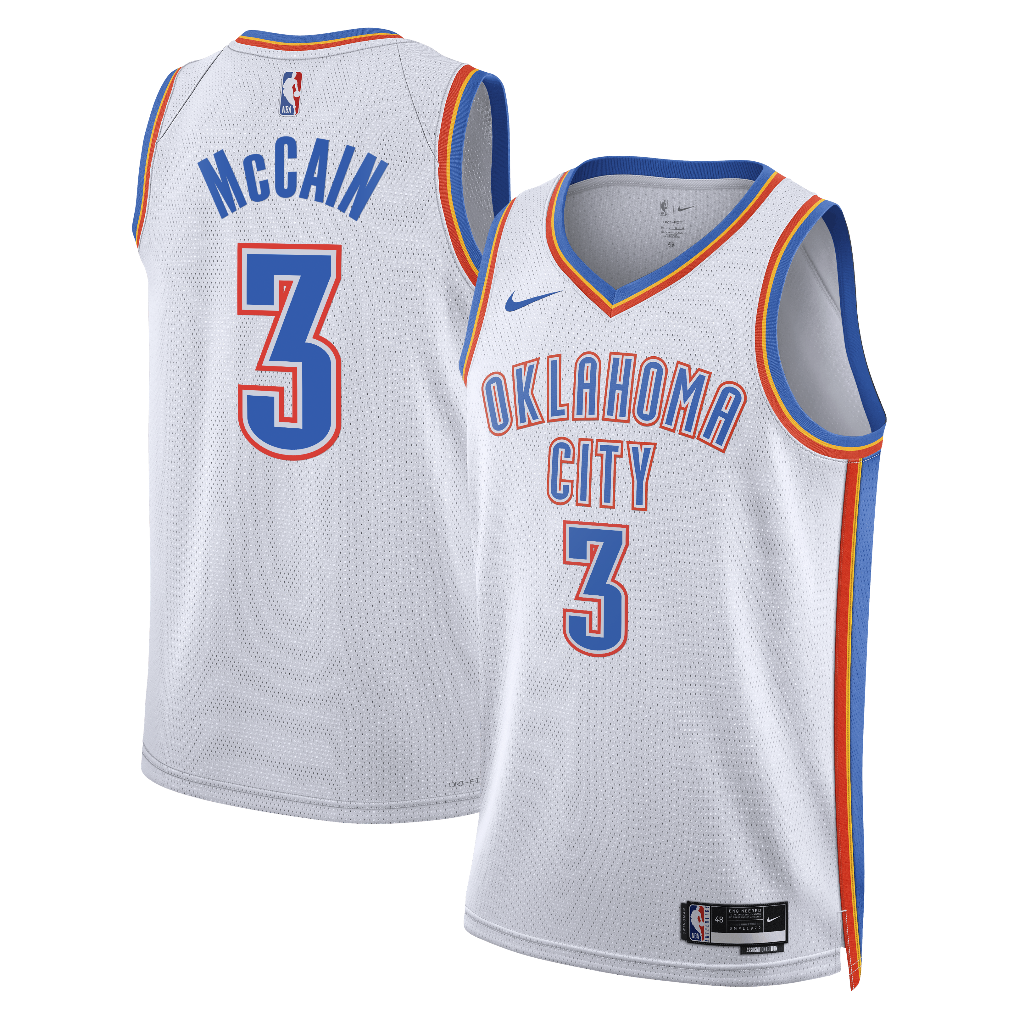 Jared McCain Oklahoma City Thunder Association Edition Swingman Jersey - White - Unisex