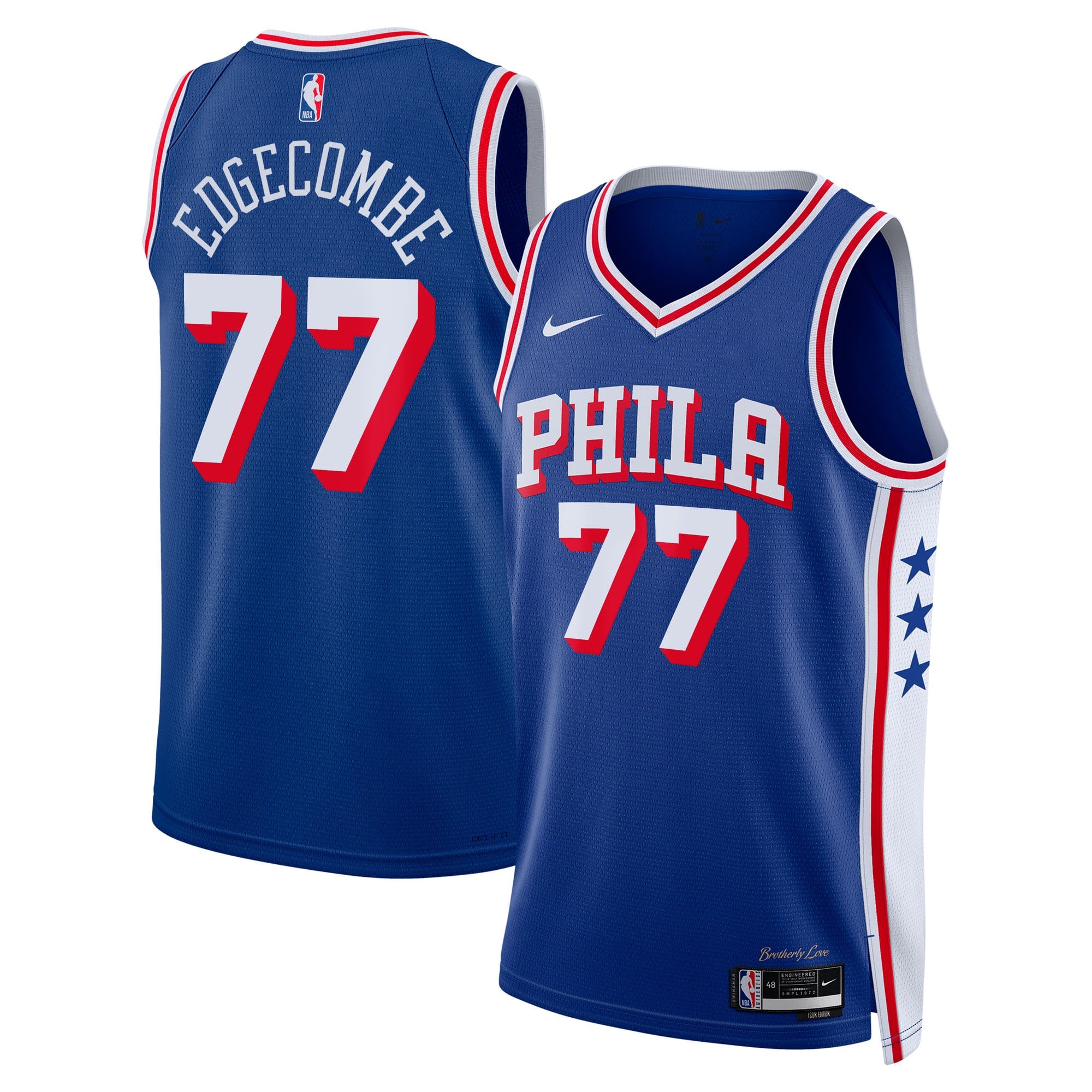 VJ Edgecombe Philadelphia 76ers Icon Edition Swingman Jersey - Royal - Youth
