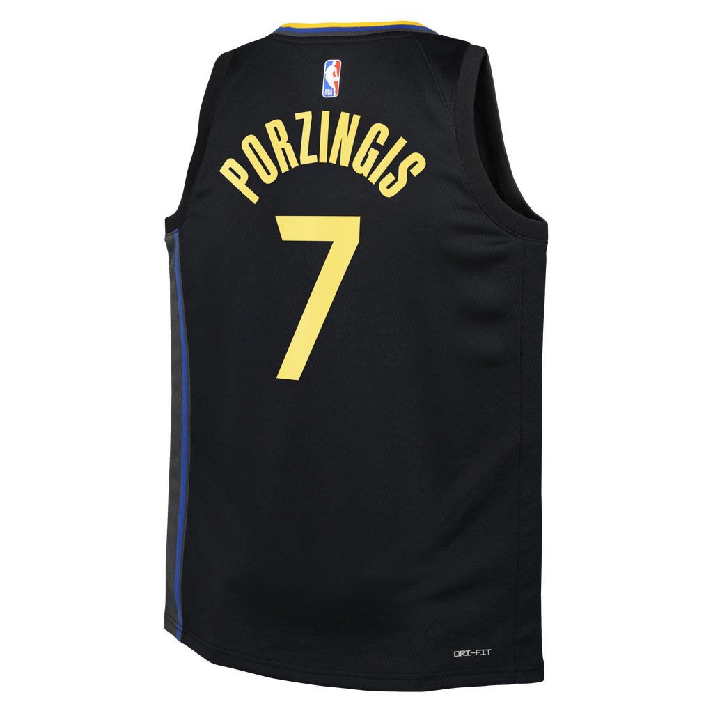 Kristaps Porziņģis Golden State Warriors Statement Edition Swingman Jersey - Black - Youth