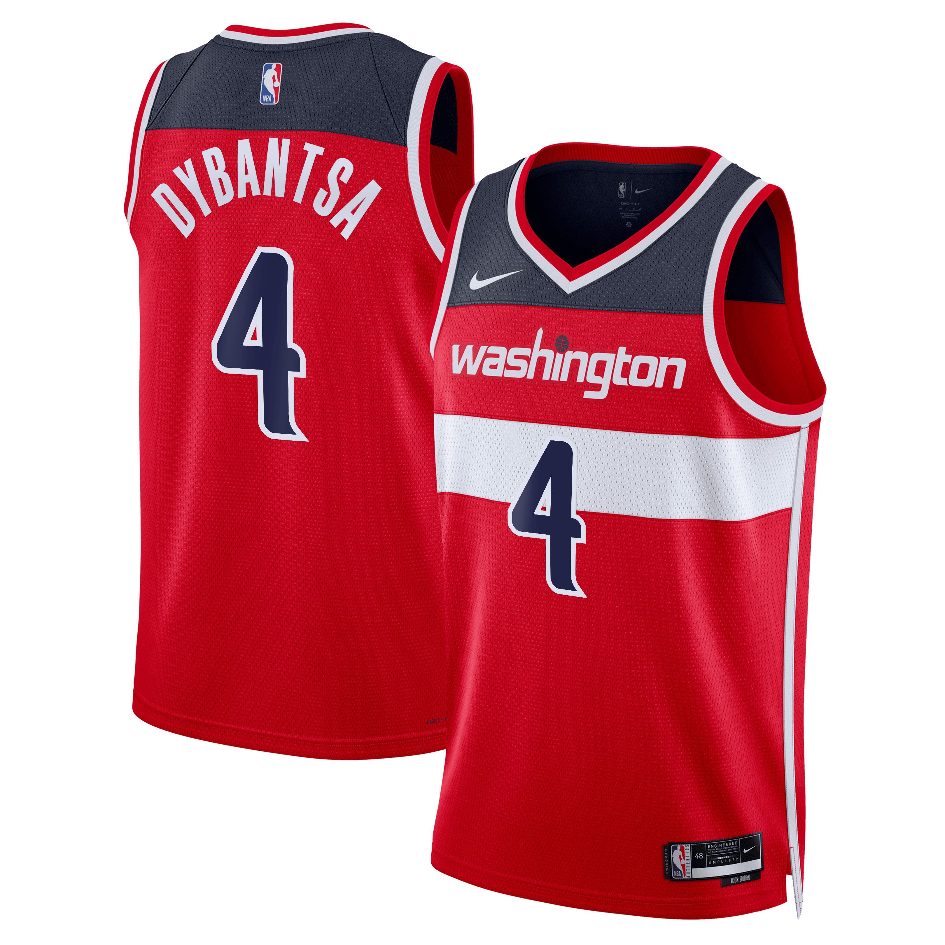 AJ Dybantsa Washington Wizards Swingman Icon Jersey - Red - Unisex