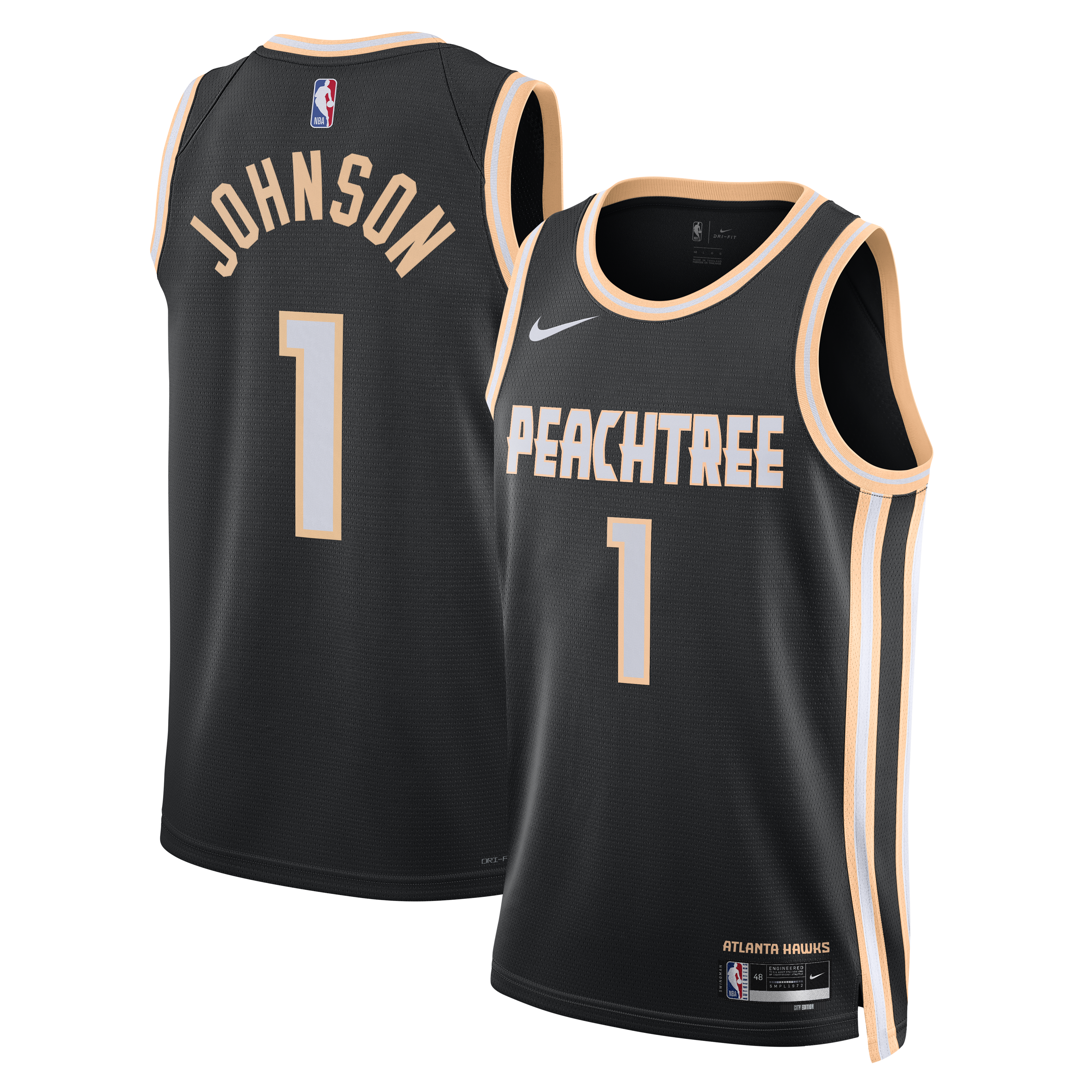 Jalen Johnson Atlanta Hawks 2025/26 City Edition Swingman Jersey - Black - Unisex