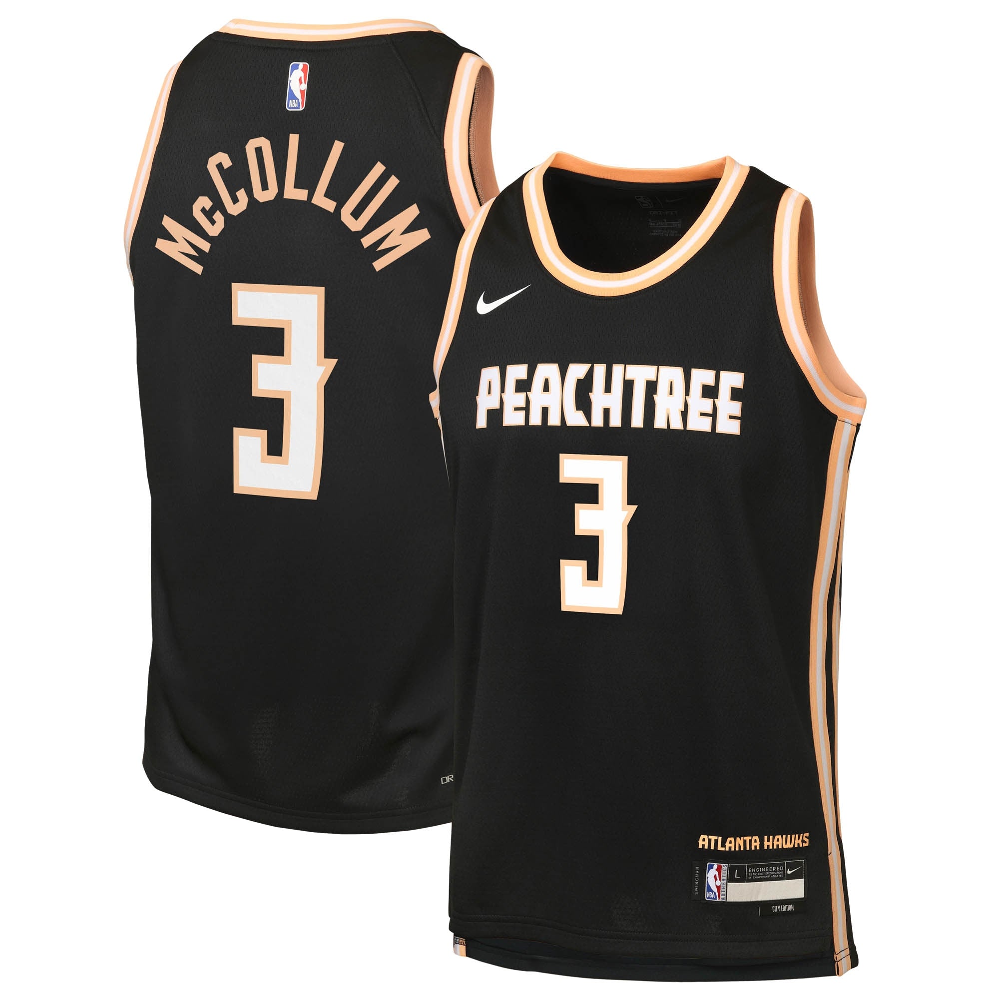 CJ McCollum Atlanta Hawks 2025/26 City Edition Swingman Jersey - Black - Youth
