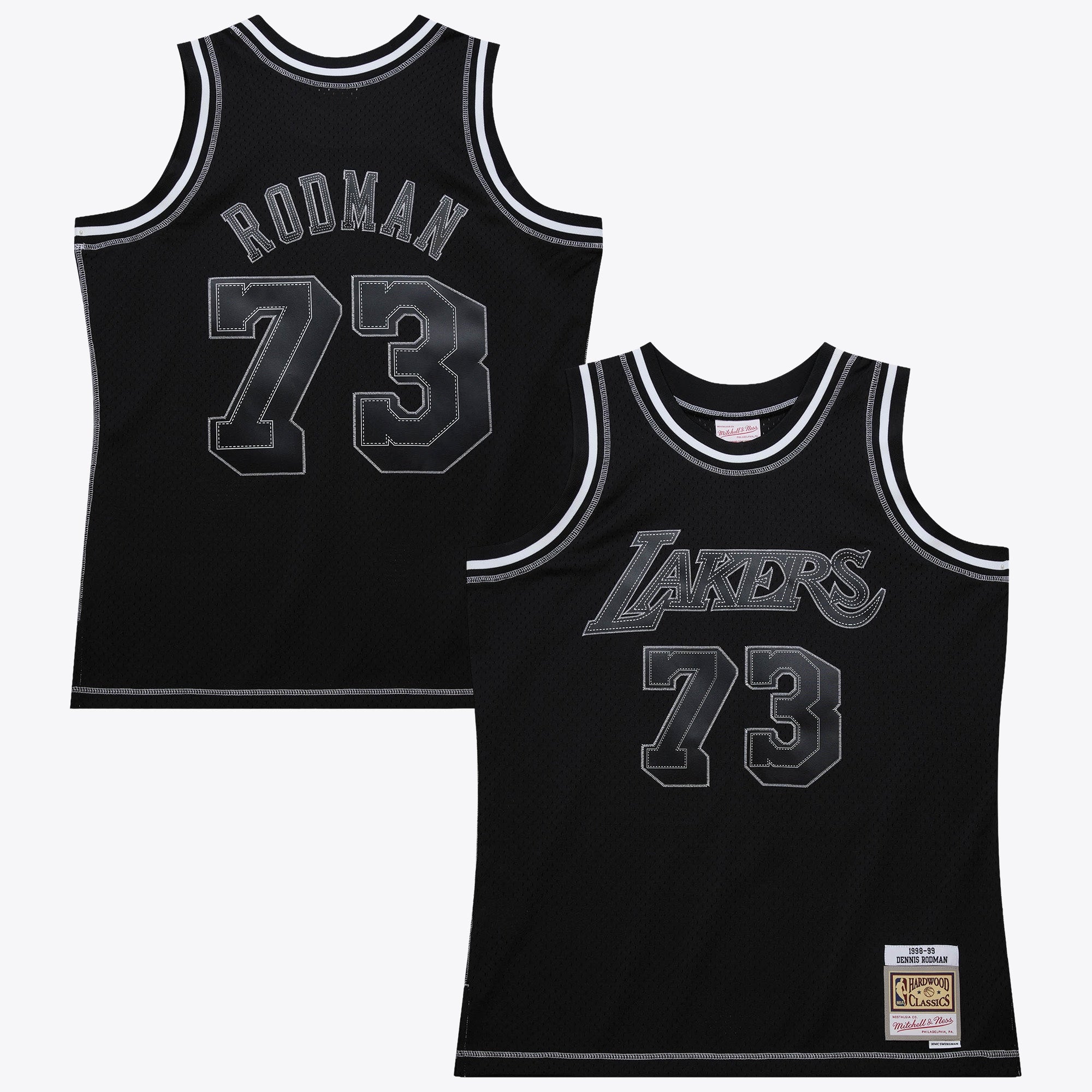 Dennis Rodman Los Angeles Lakers 1998 Contrast 2K Swingman Jersey - Black