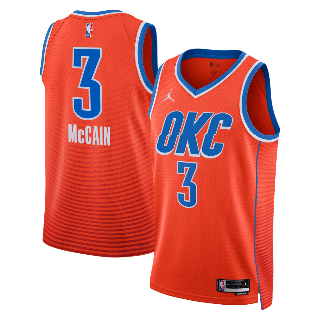 Jared McCain Oklahoma City Thunder Statement Edition Swingman Jersey - Orange - Unisex