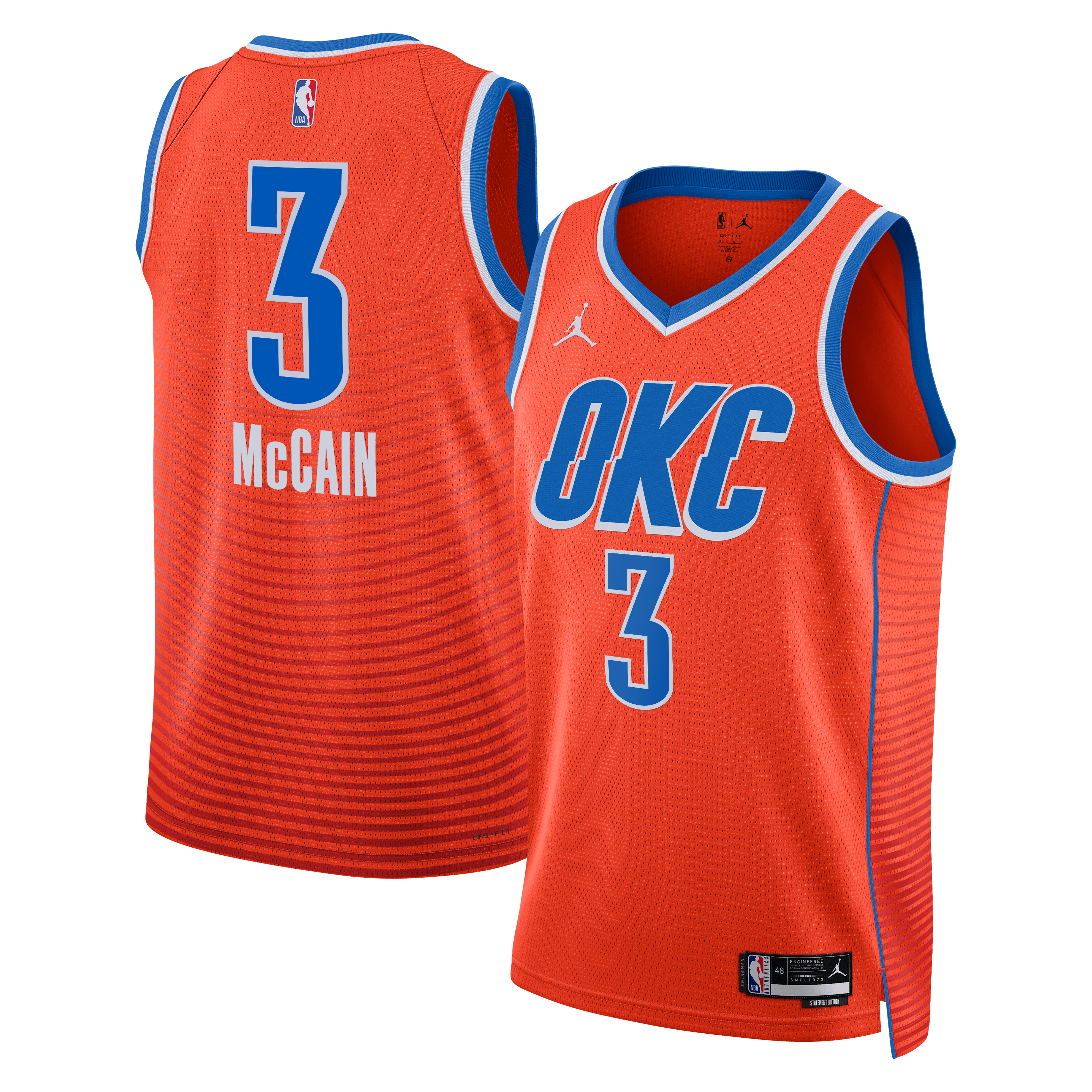 Jared McCain Oklahoma City Thunder Statement Edition Swingman Jersey - Orange - Unisex