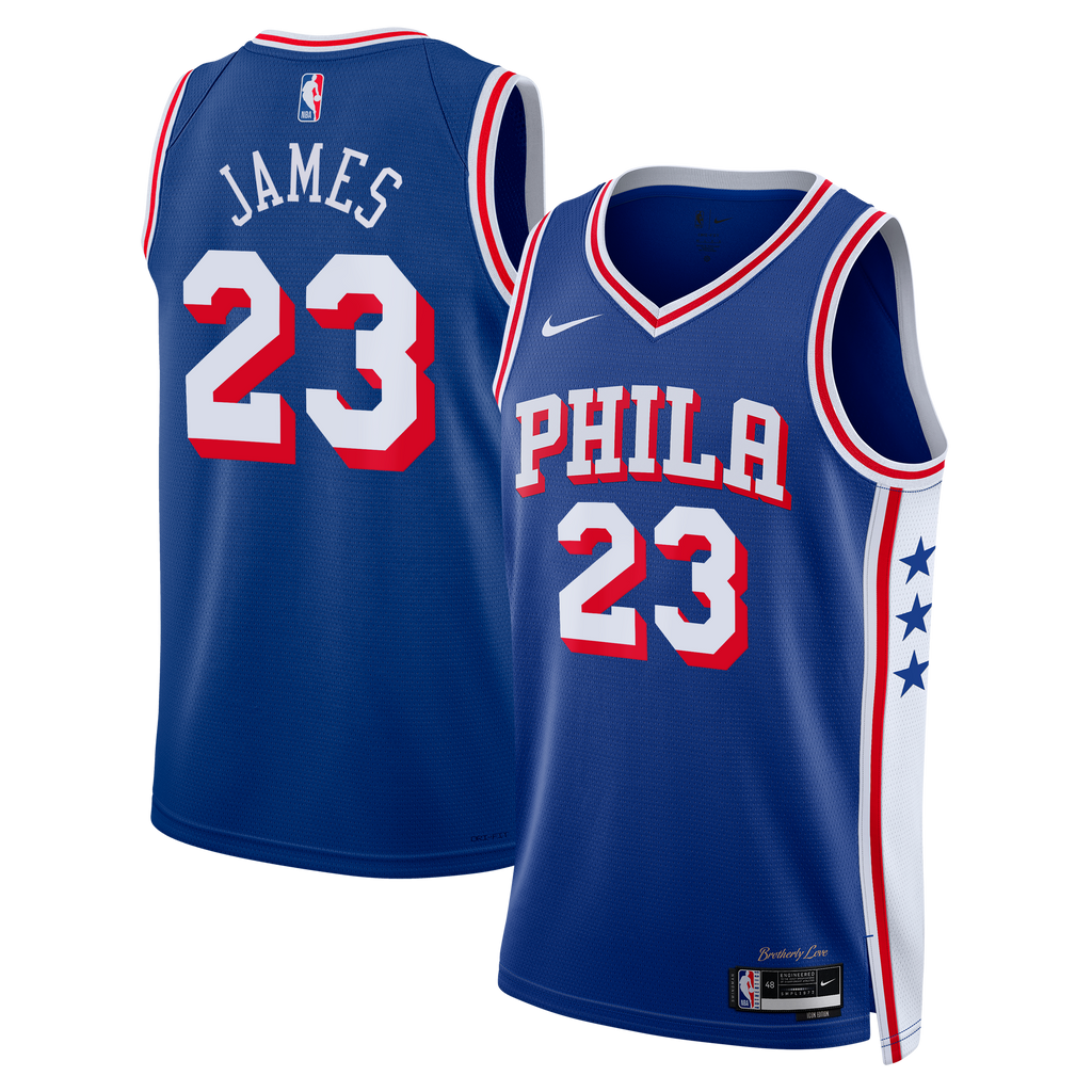 LeBron James Philadelphia 76ers Icon Edition Swingman Jersey - Royal - Unisex