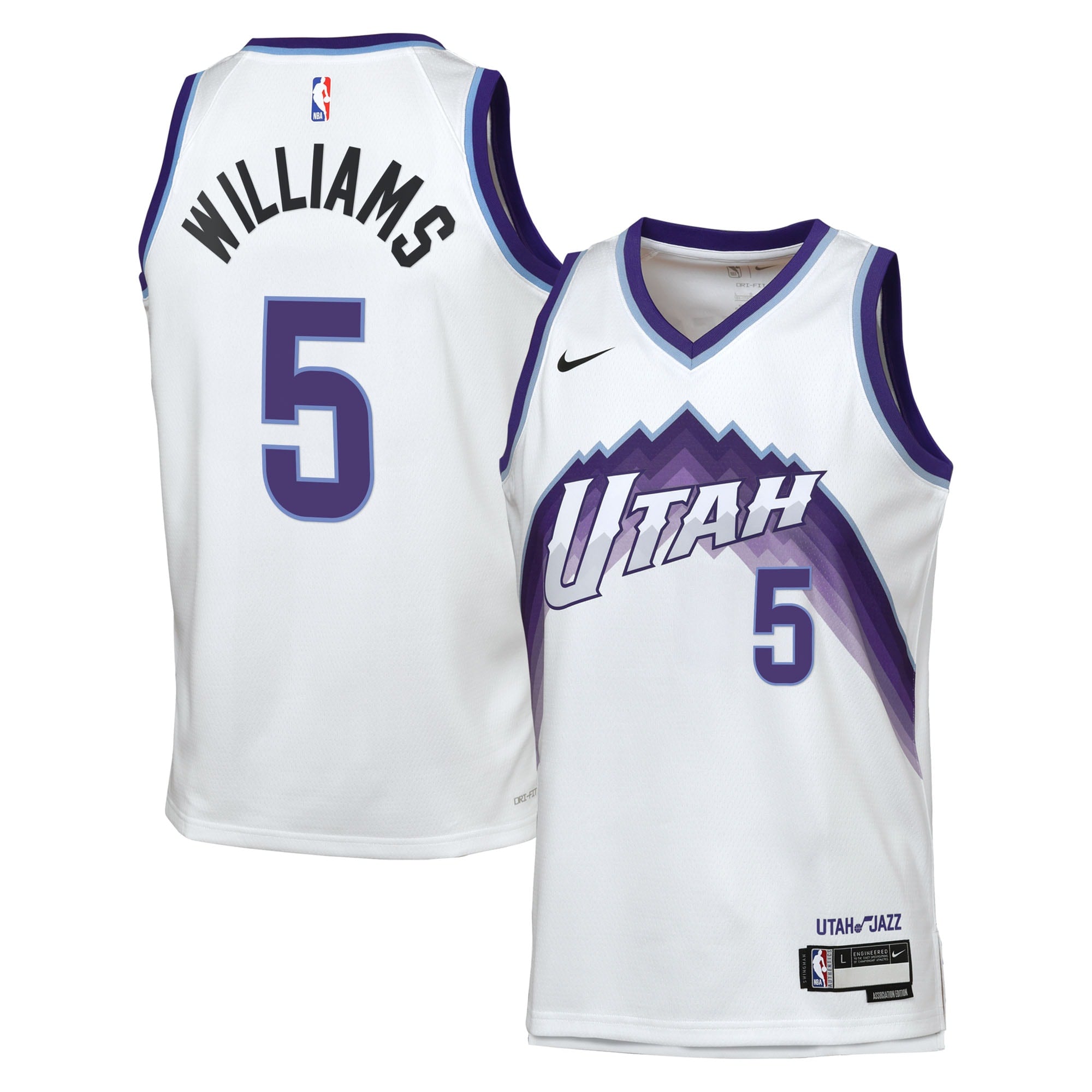 Cody Williams Utah Jazz Association Edition Replica Swingman Jersey - White - Youth
