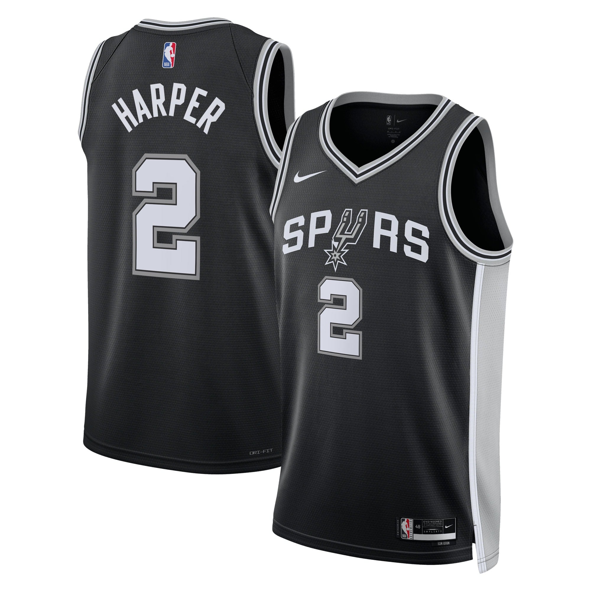 Dylan Harper San Antonio Spurs 2025 Icon Edition Swingman Jersey - Black - Youth