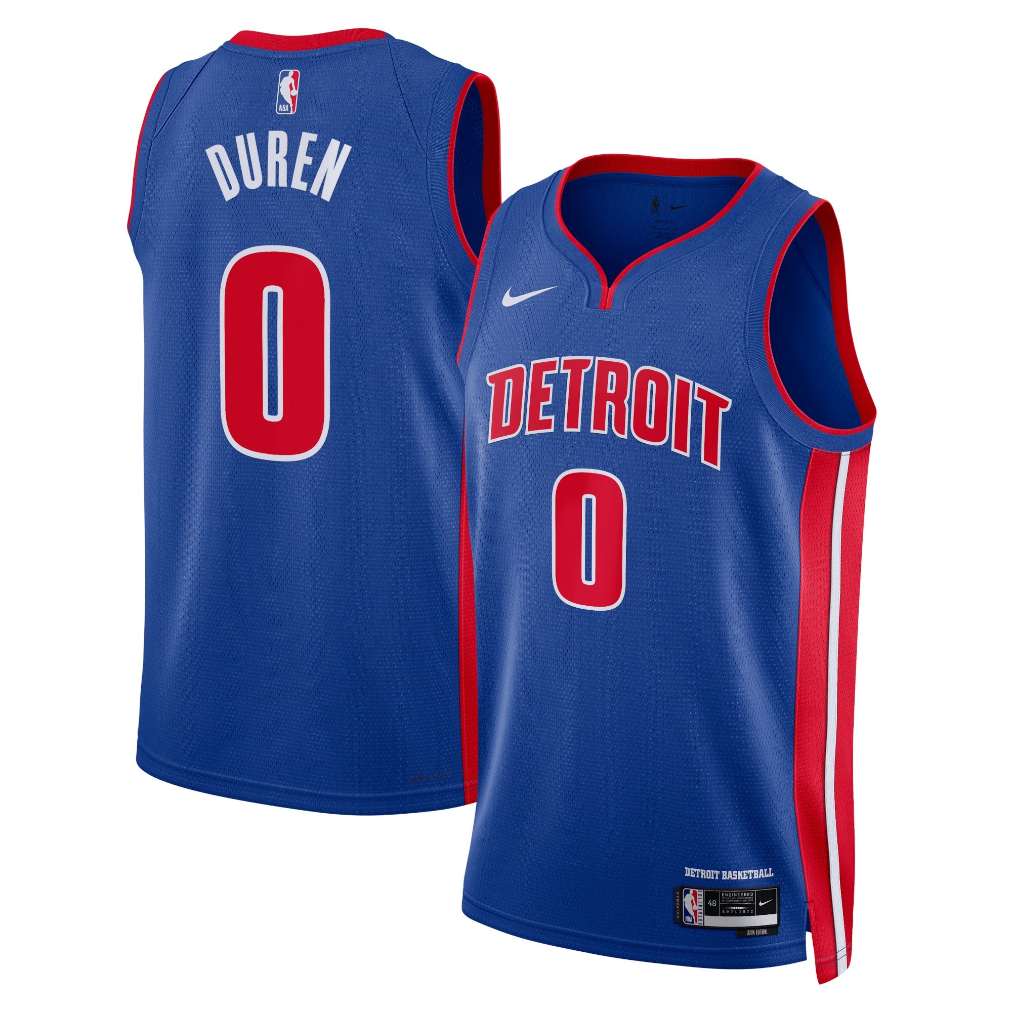 Jalen Duren Detroit Pistons Icon Edition Swingman Jersey - Blue - Unisex
