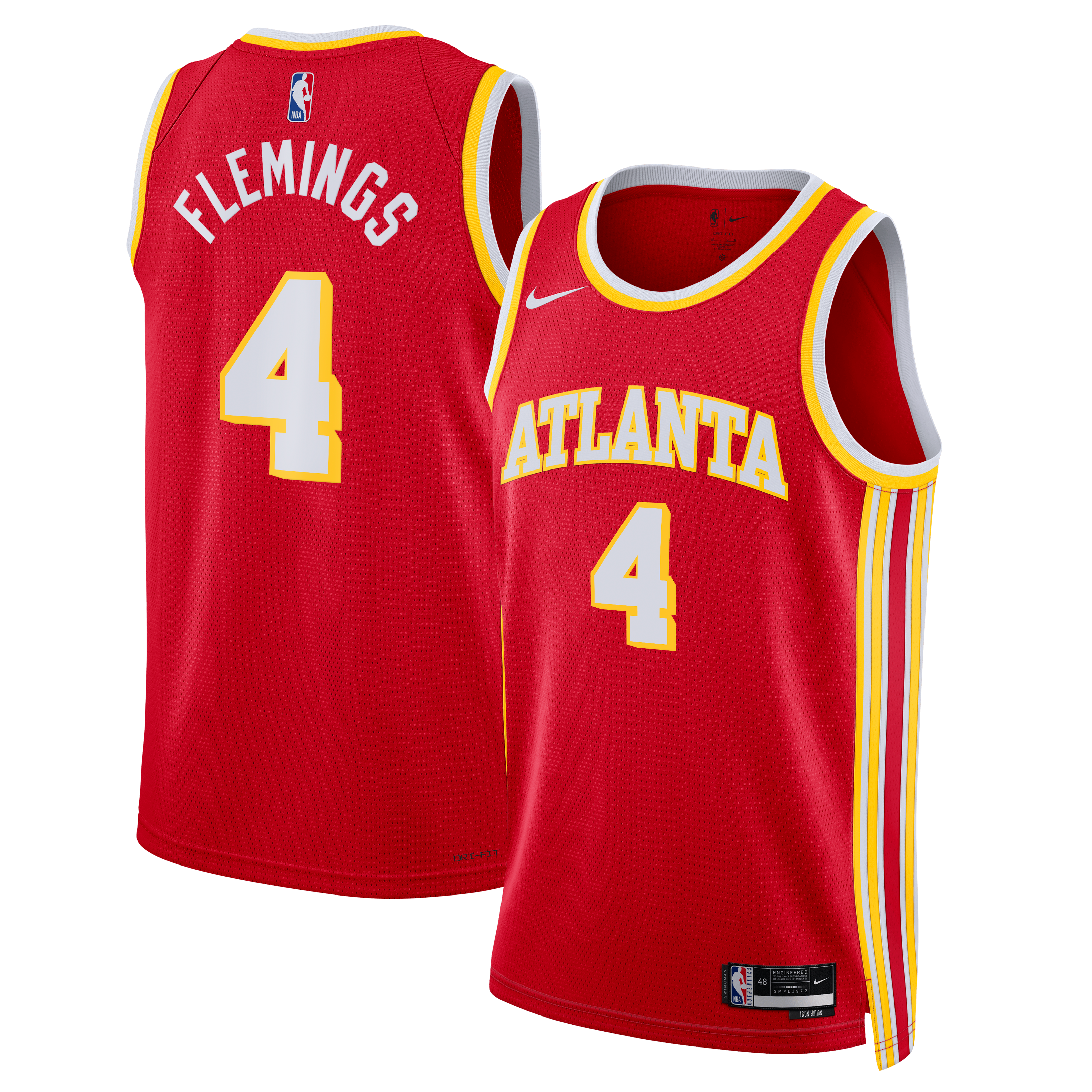 Kingston Flemings Atlanta Hawks Swingman Icon Jersey - Red - Unisex