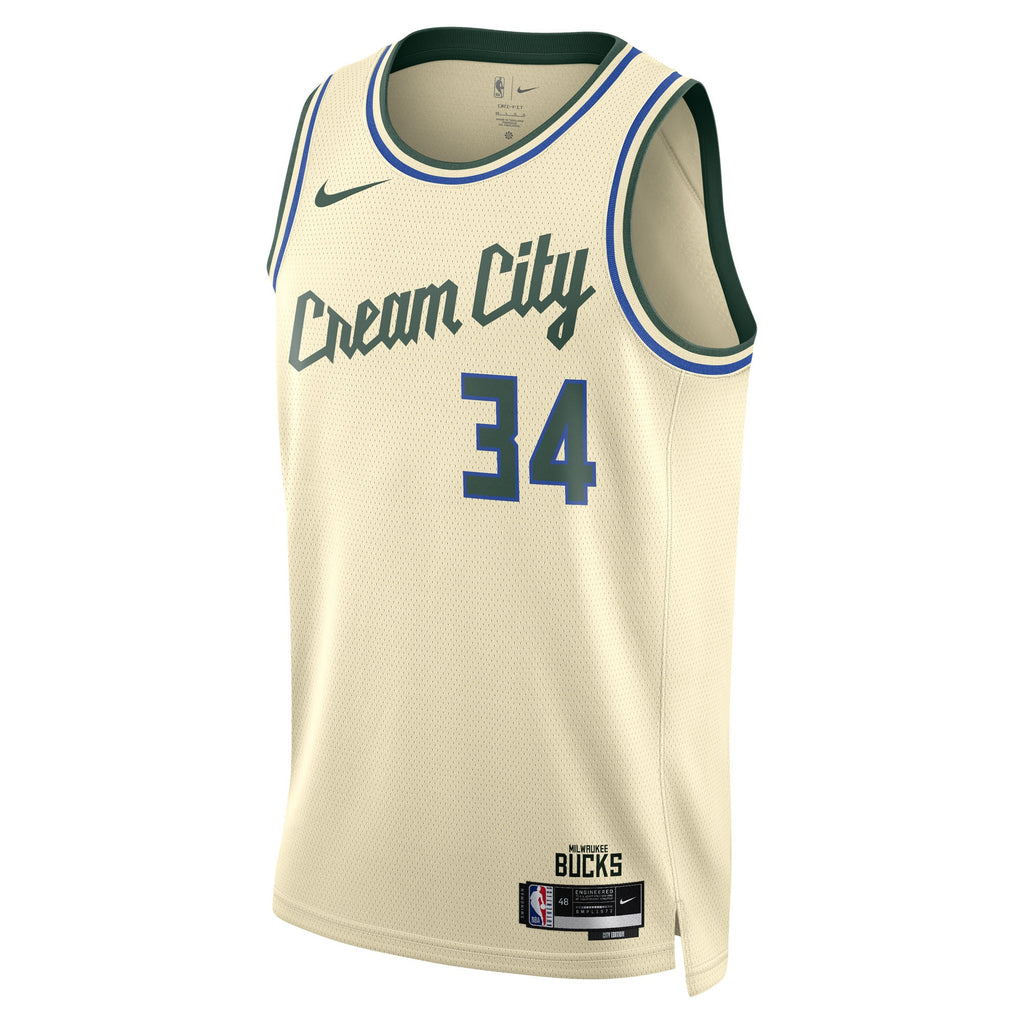 Giannis Antetokounmpo Milwaukee Bucks 2025/26 City Edition Swingman Jersey - Cream - Unisex