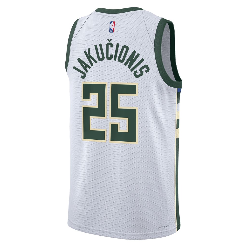 Kasparas Jakučionis Milwaukee Bucks Association Edition Swingman Jersey - White - Unisex