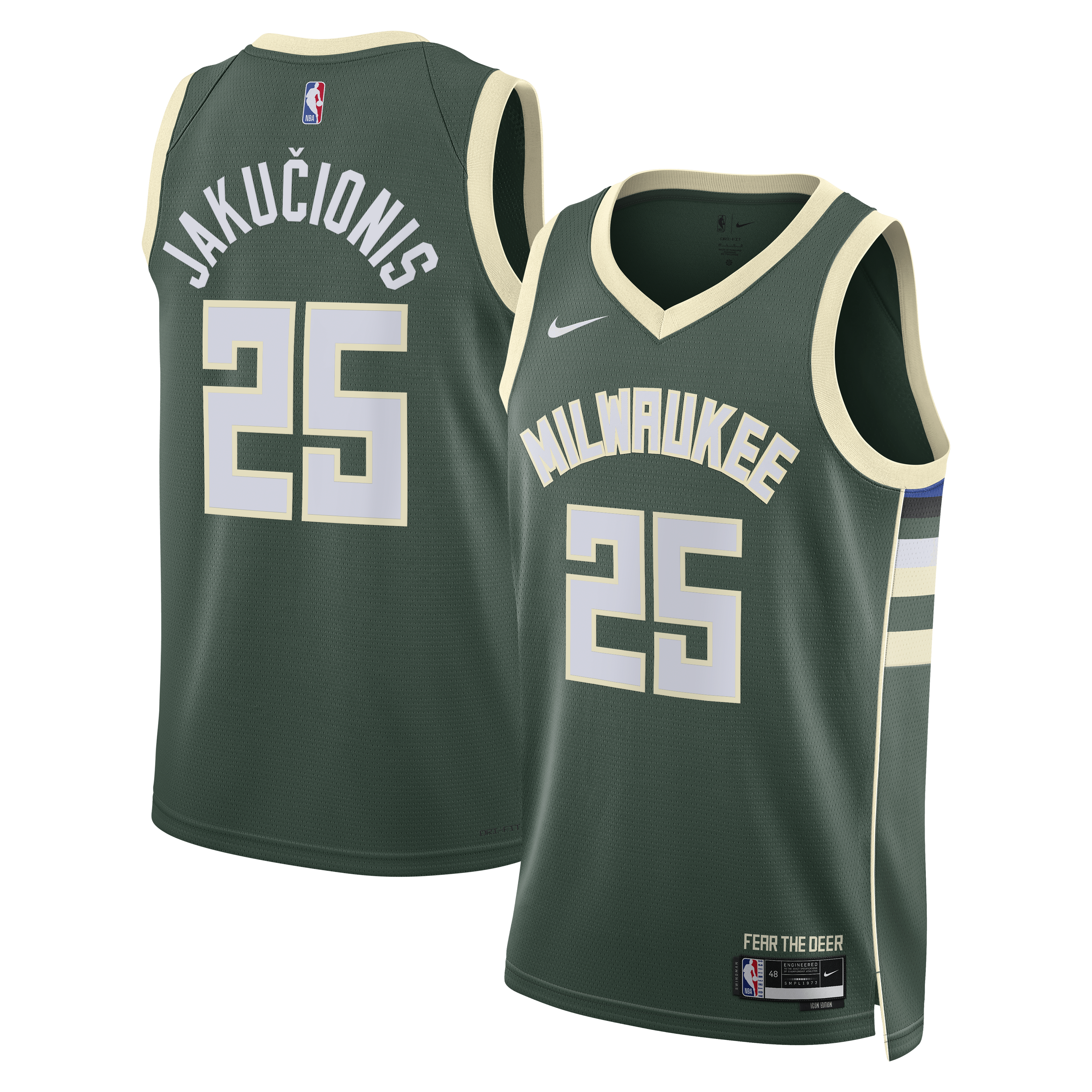 Kasparas Jakučionis Milwaukee Bucks Icon Edition Swingman Jersey - White - Unisex