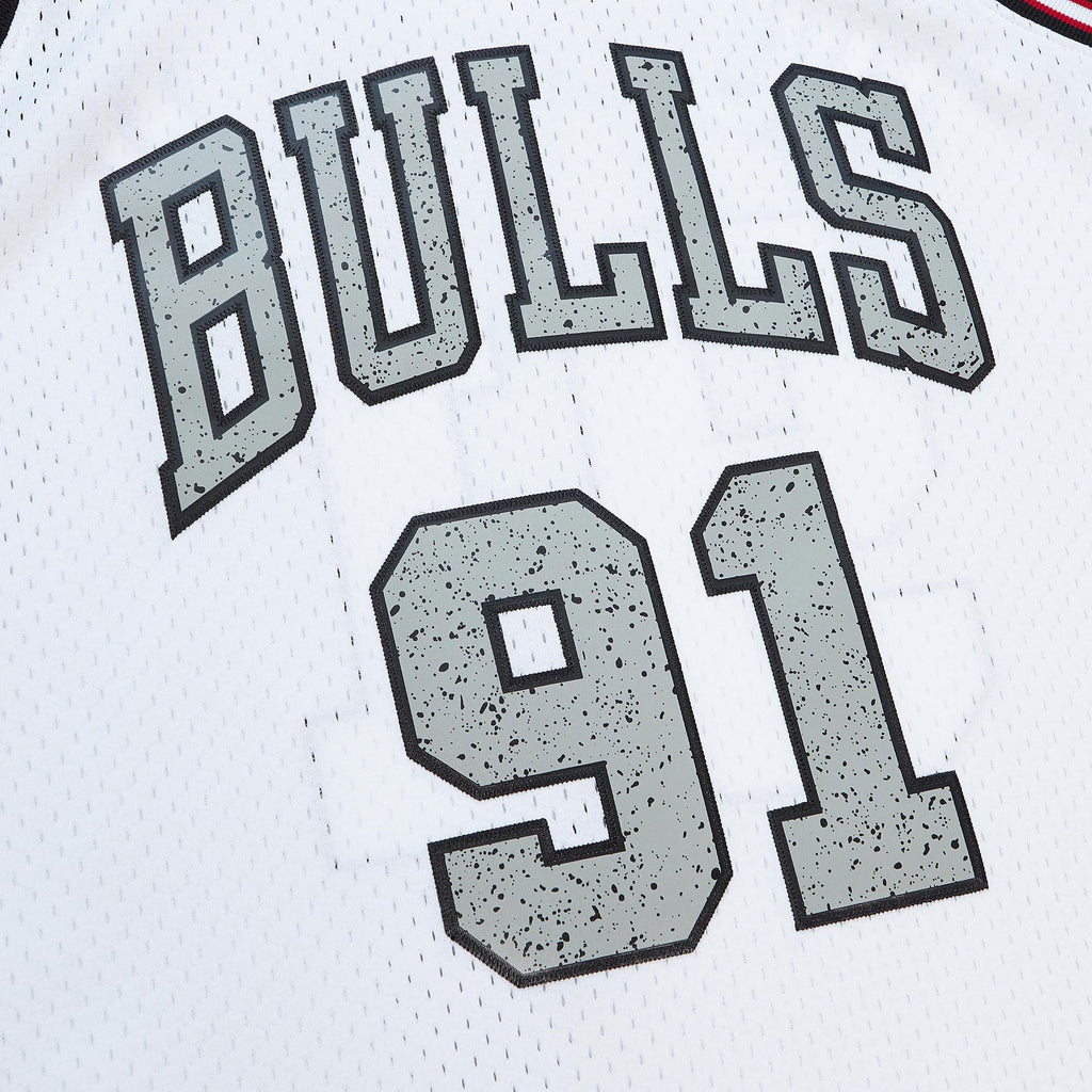 Dennis Rodman Chicago Bulls 1997 Cracked Cement Swingman Jersey - White