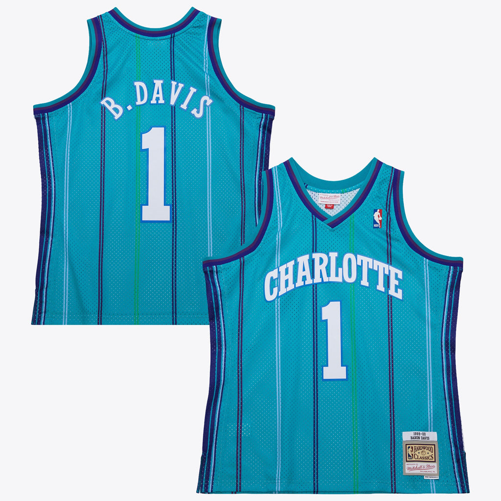 Baron Davis Charlotte Hornets 1999 Authentic Swingman Road Jersey - Teal