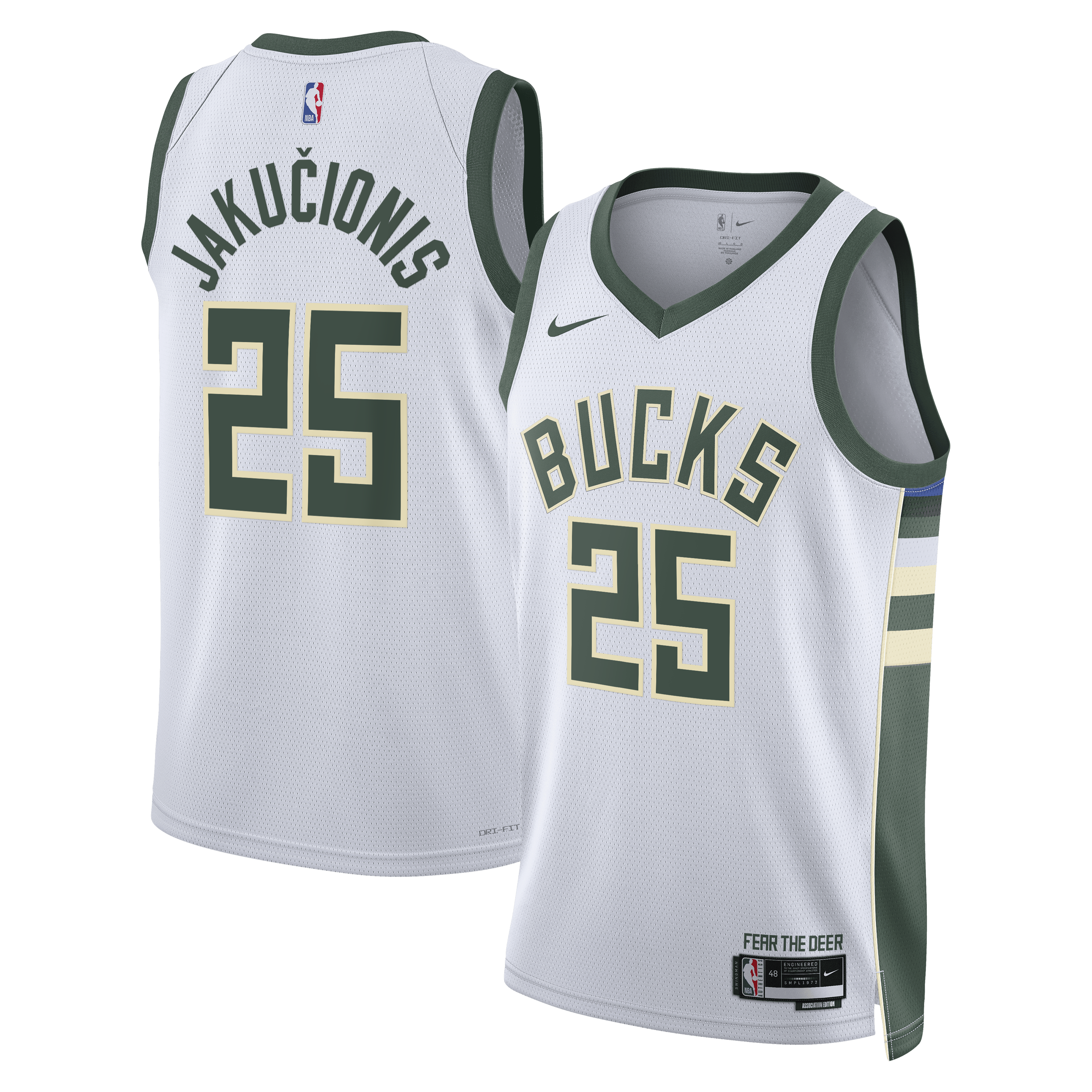 Kasparas Jakučionis Milwaukee Bucks Association Edition Swingman Jersey - White - Unisex