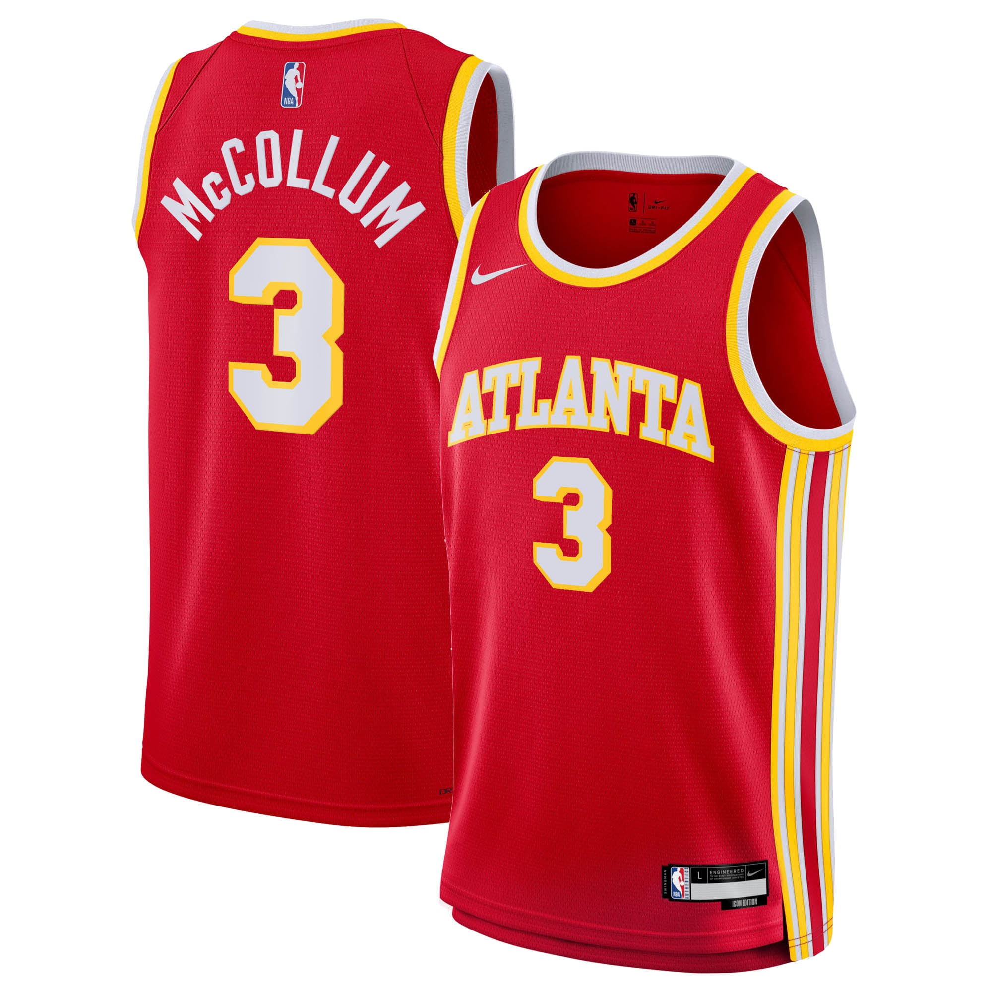 CJ McCollum Atlanta Hawks Icon Edition Swingman Jersey - Red - Youth