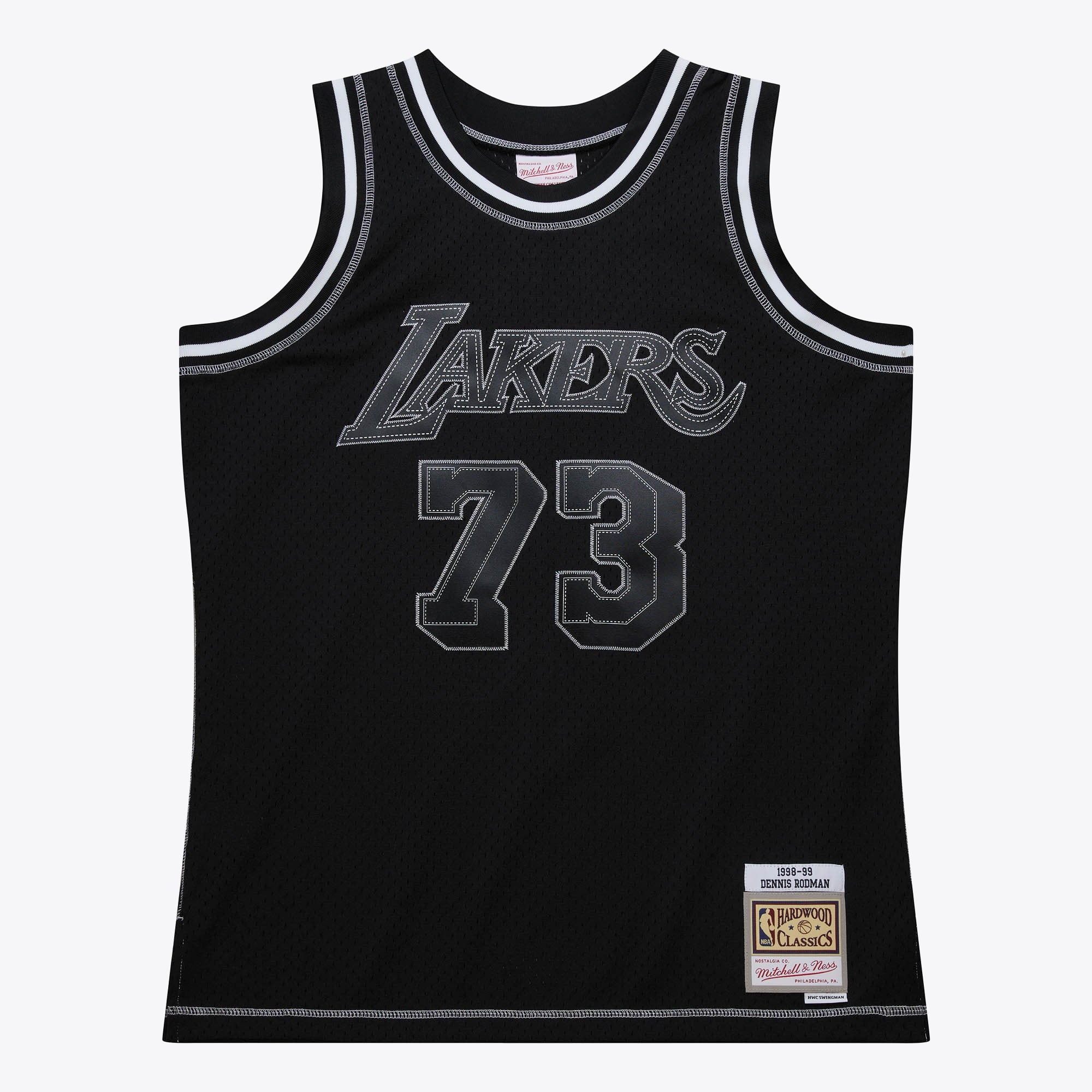 Dennis Rodman Los Angeles Lakers 1998 Contrast 2K Swingman Jersey - Black