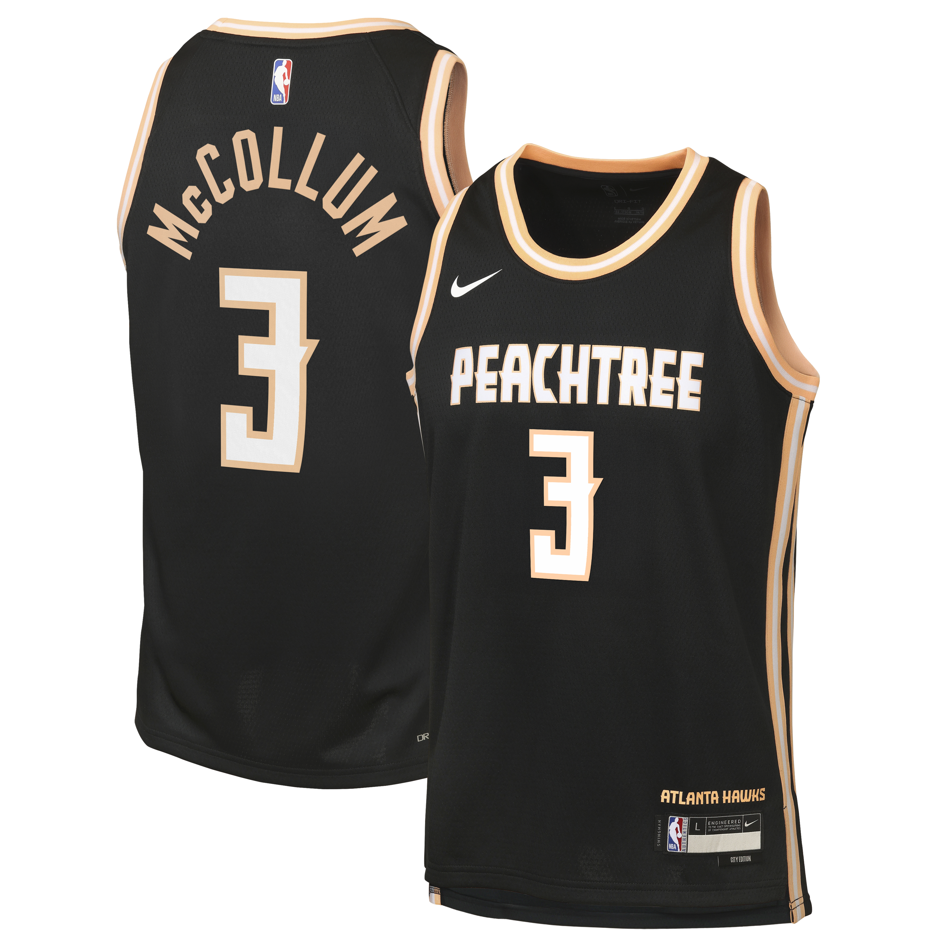 CJ McCollum Atlanta Hawks 2025/26 City Edition Swingman Jersey - Black - Youth