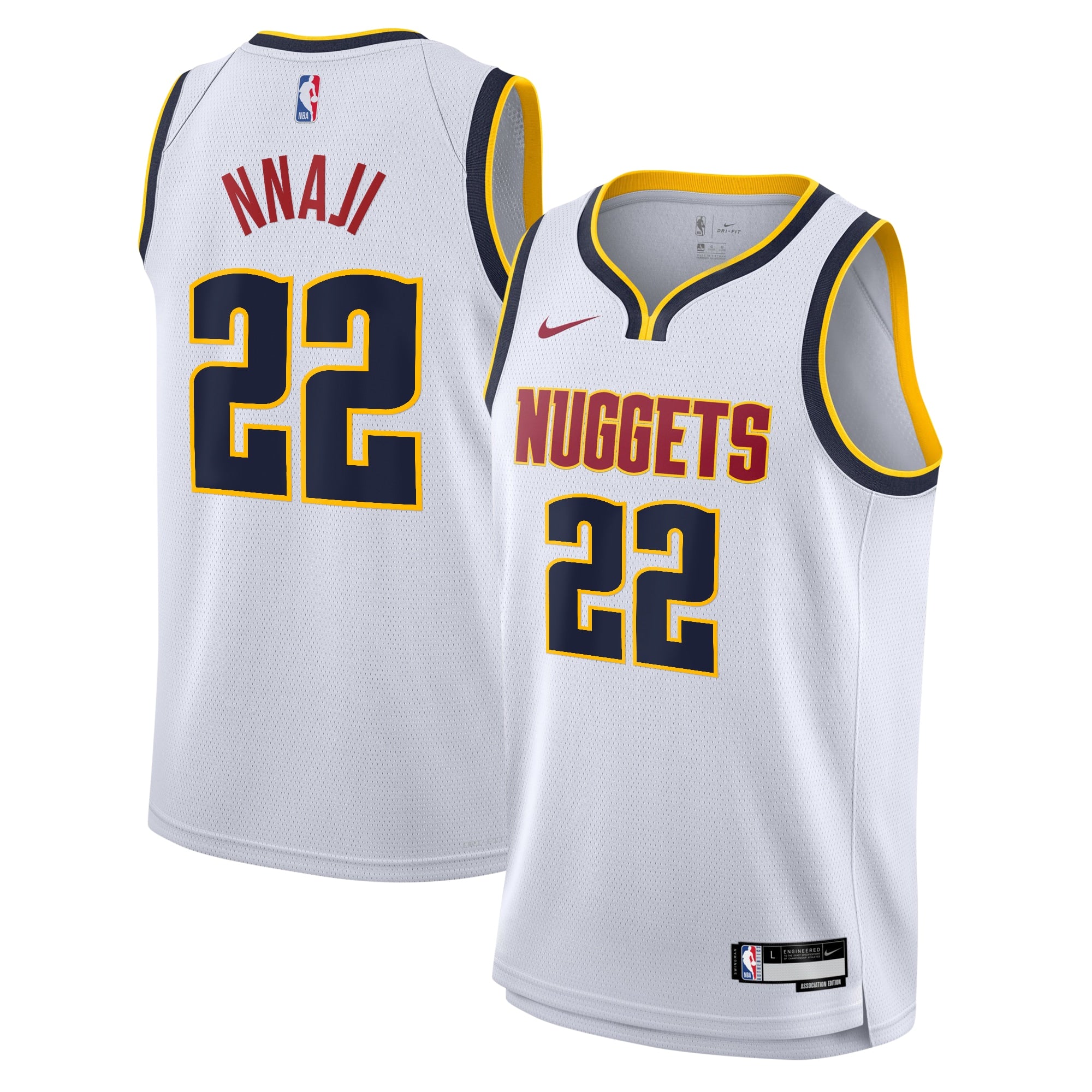 Zeke Nnaji Denver Nuggets Swingman Association Jersey - White - Youth