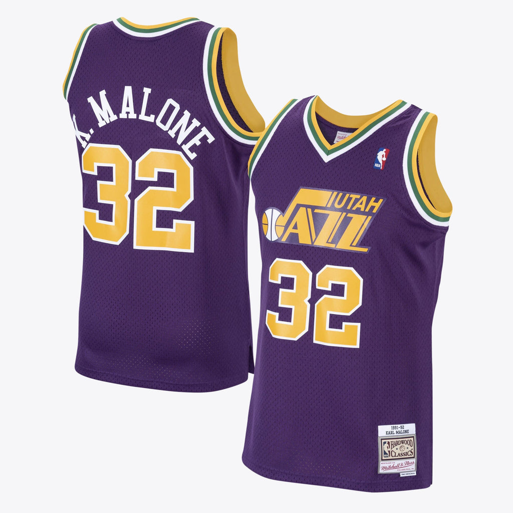 Karl Malone Utah Jazz 1991 Hardwood Classics Swingman Road Jersey - Purple - Mens