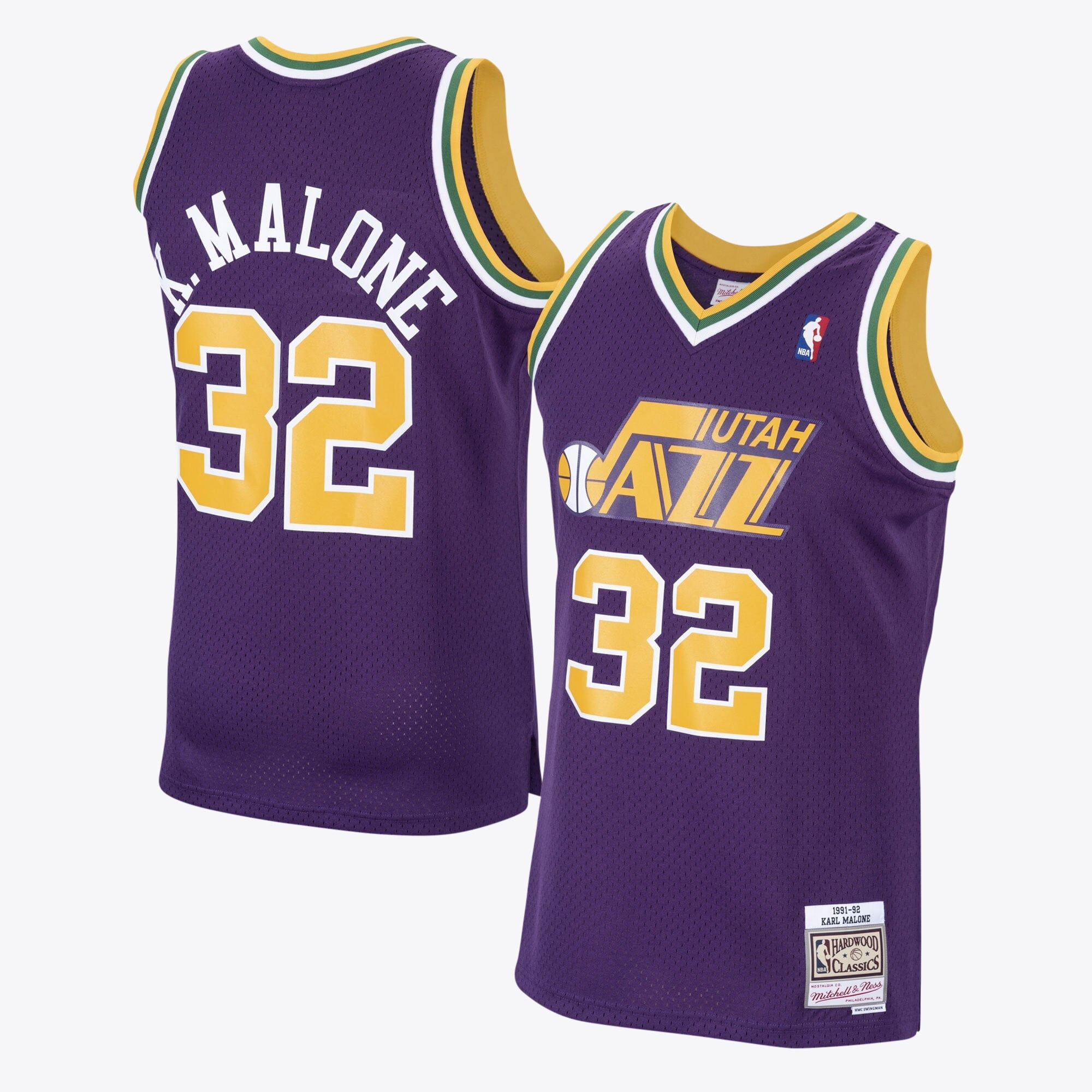 Karl Malone Utah Jazz 1991 Hardwood Classics Swingman Road Jersey - Purple - Mens