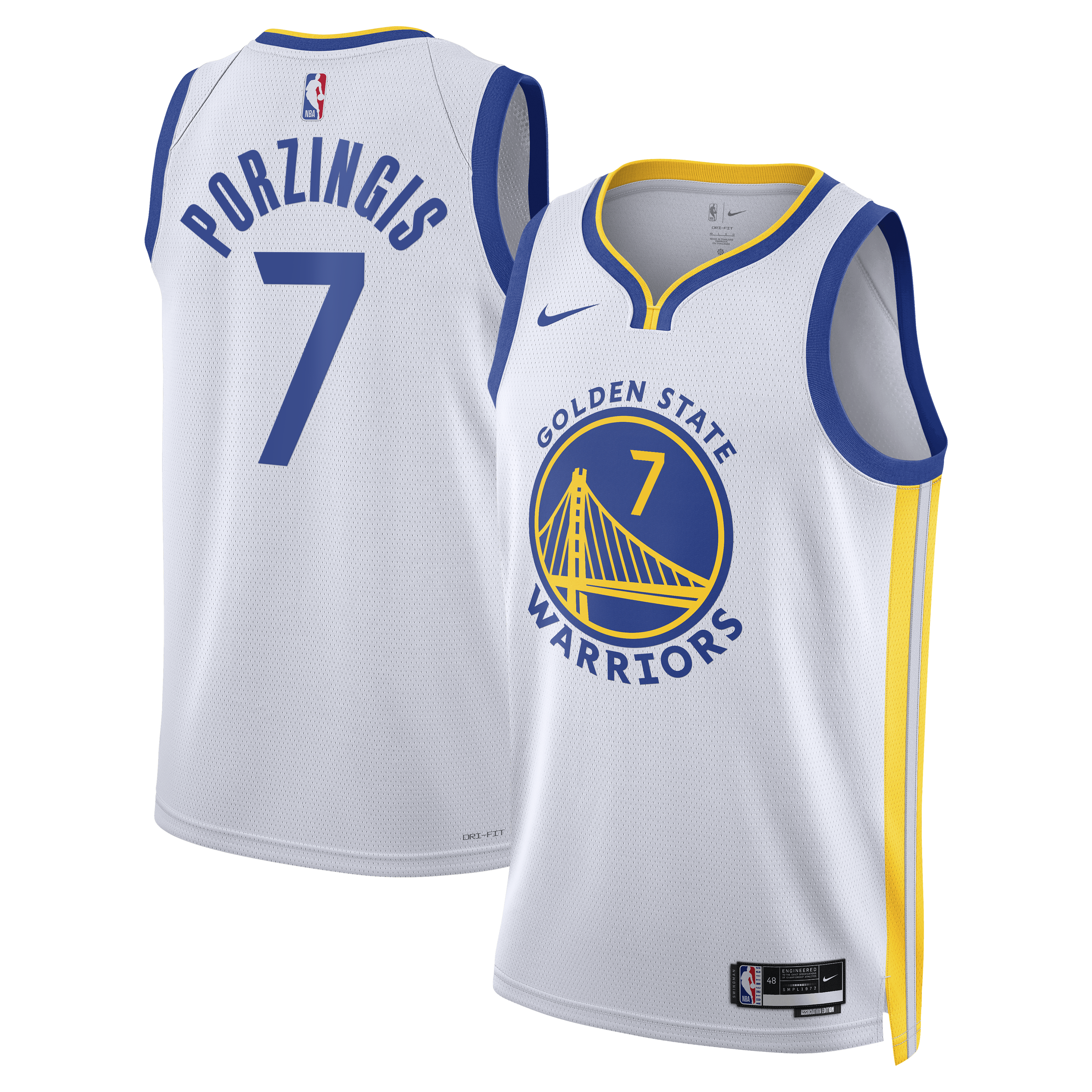 Kristaps Porziņģis Golden State Warriors Association Edition Swingman Jersey - White - Unisex