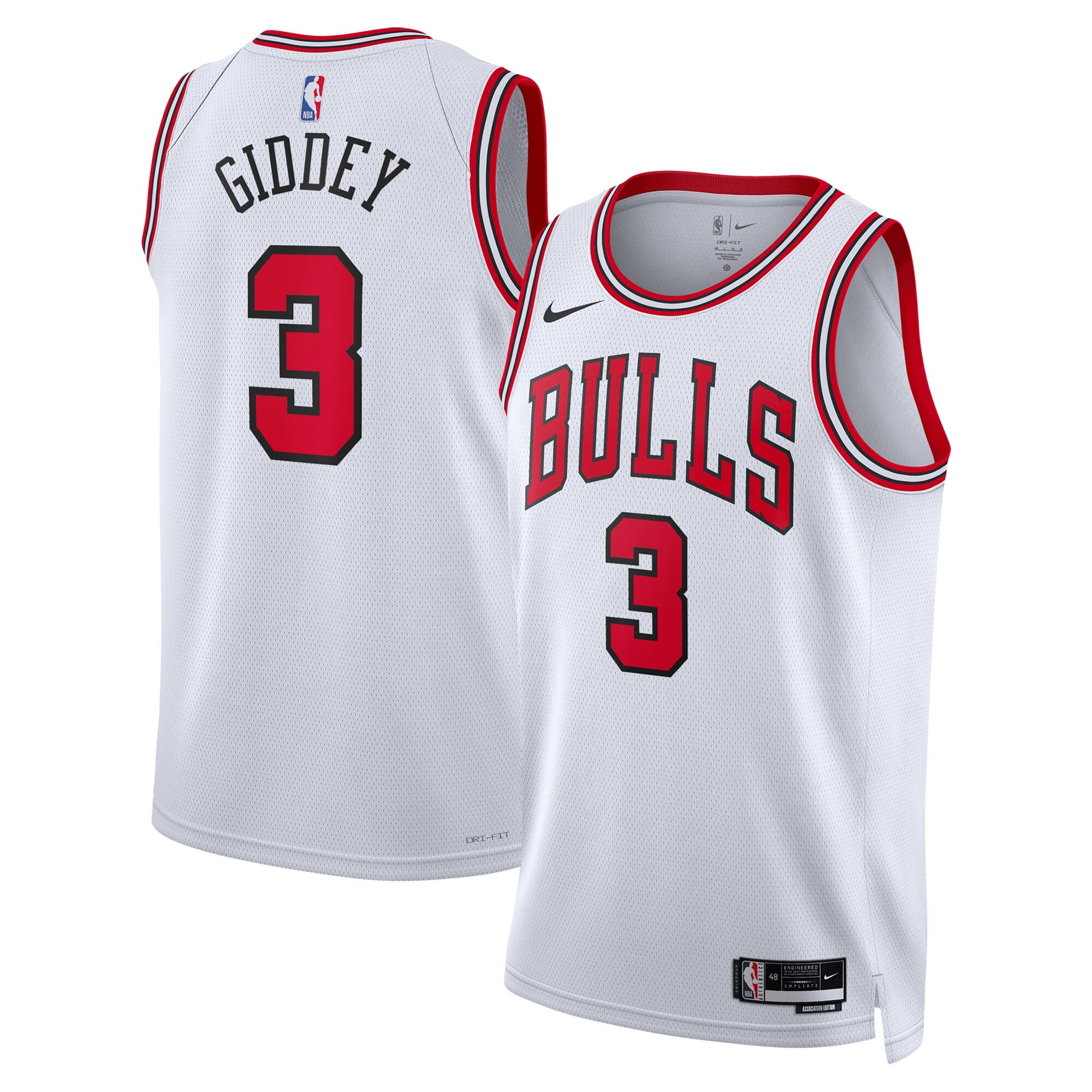 Josh Giddey Chicago Bulls Association Edition Swingman Jersey - White - Unisex
